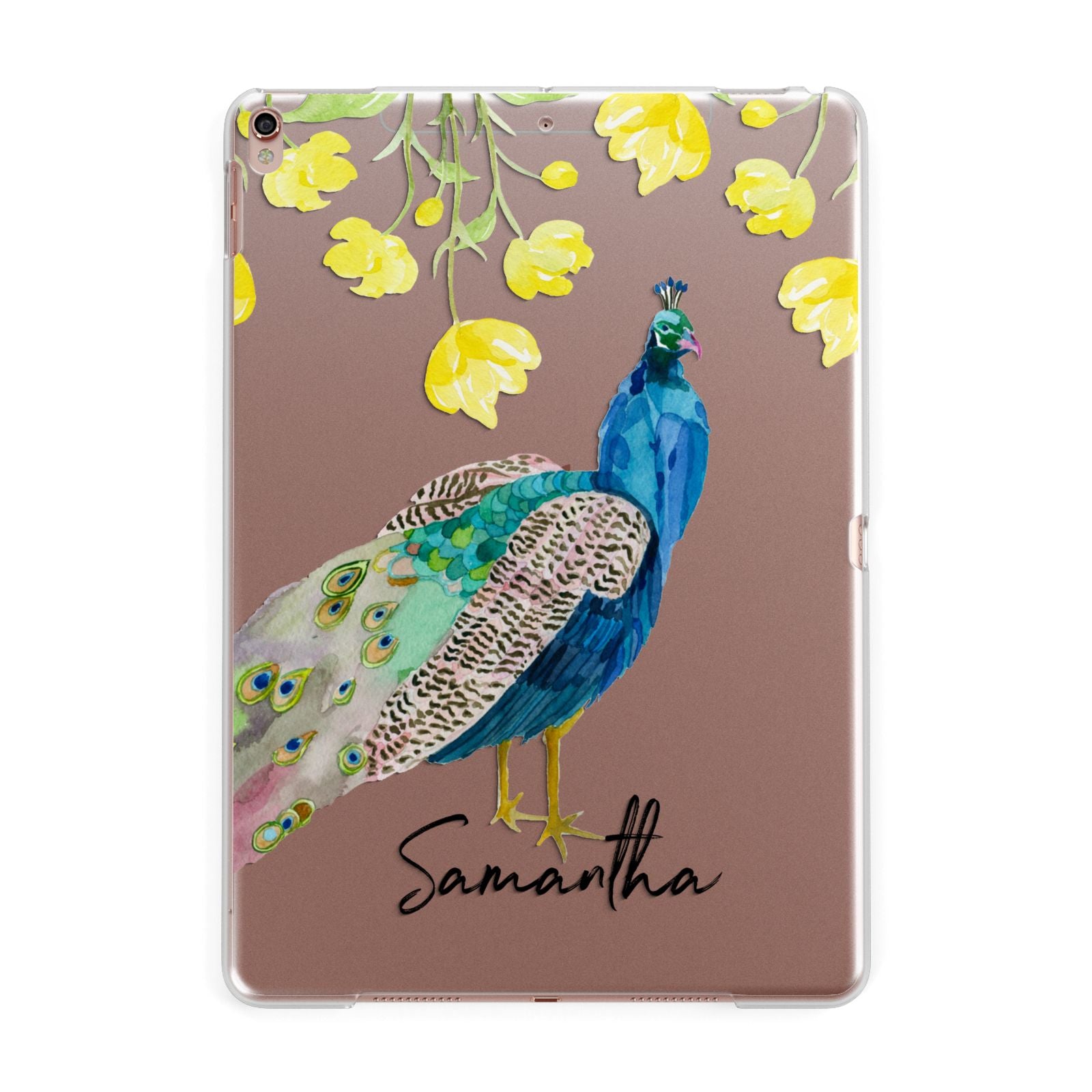 Personalised Peacock Apple iPad Rose Gold Case