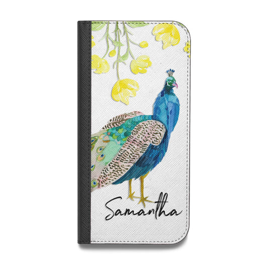 Personalised Peacock Vegan Leather Flip iPhone Case