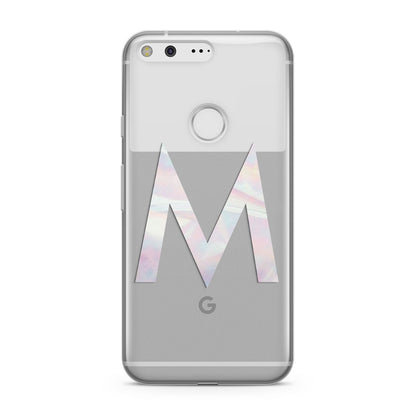 Personalised Pearl Marble Initial Clear Custom Google Pixel Case