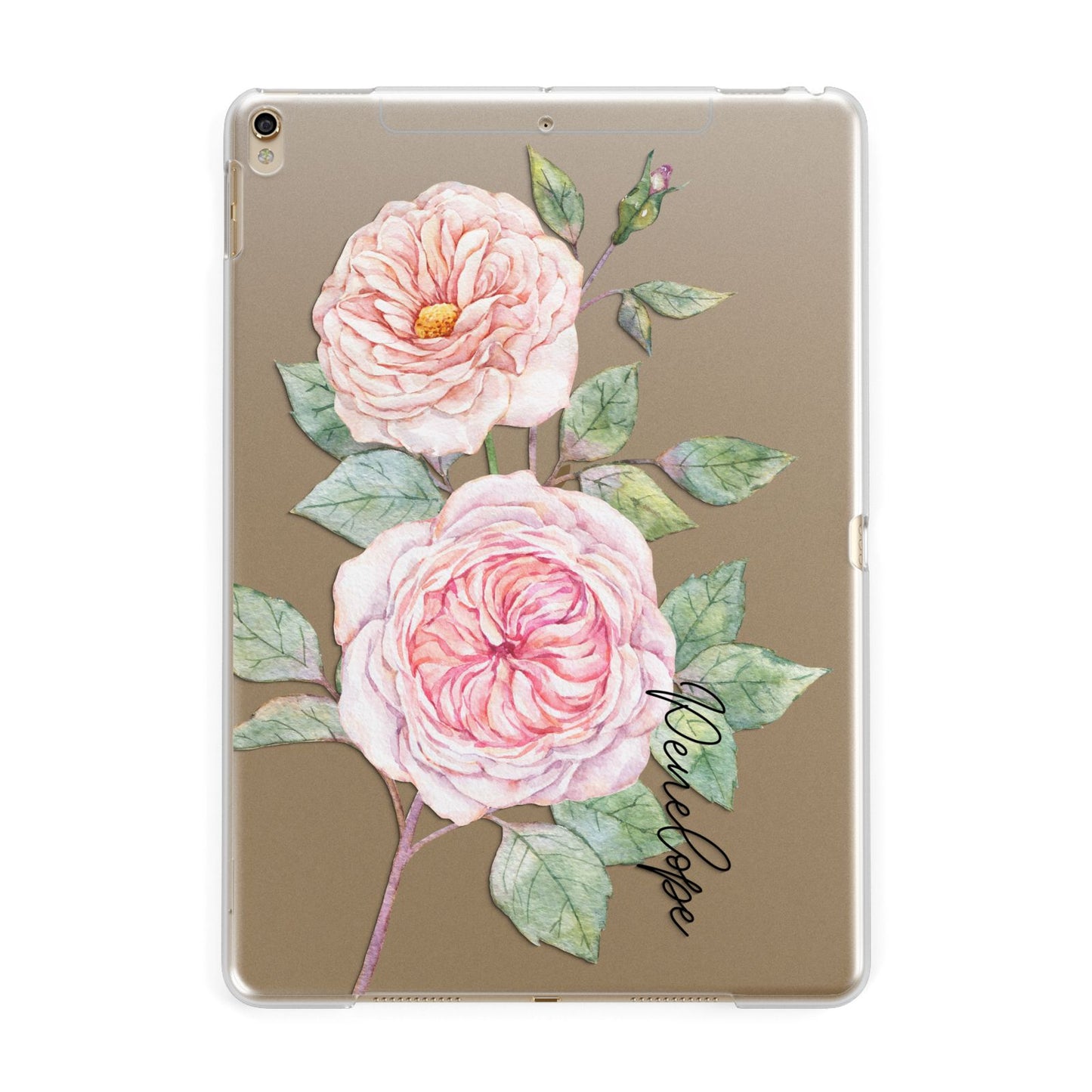 Personalised Peonies Apple iPad Gold Case