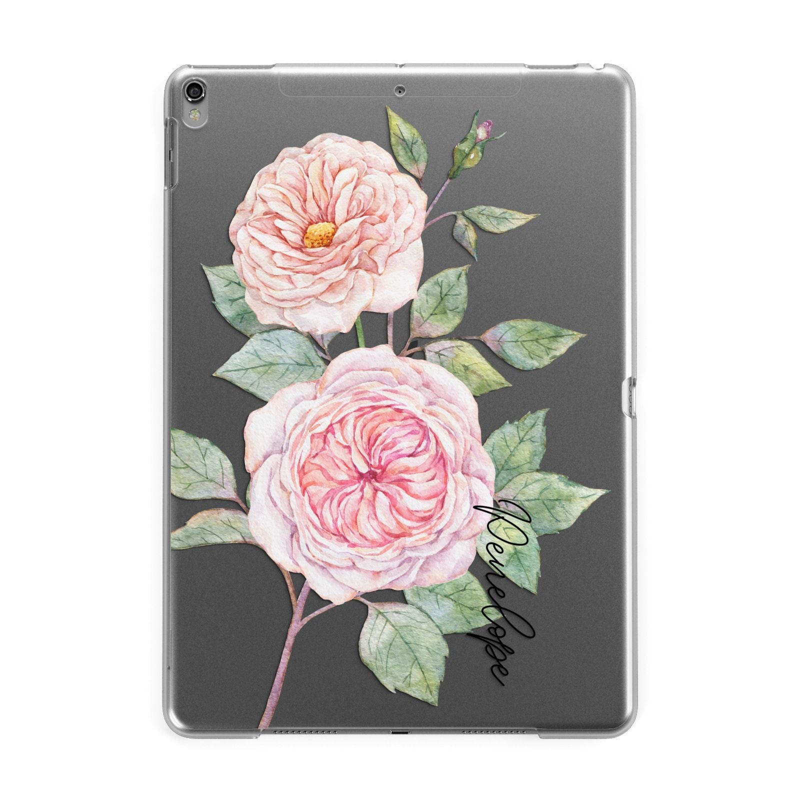 Personalised Peonies Apple iPad Grey Case