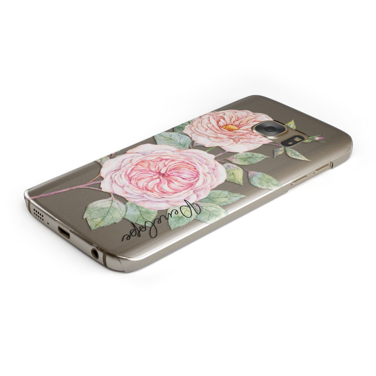 Personalised Peonies Protective Samsung Galaxy Case Angled Image