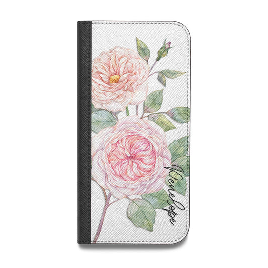 Personalised Peonies Vegan Leather Flip iPhone Case