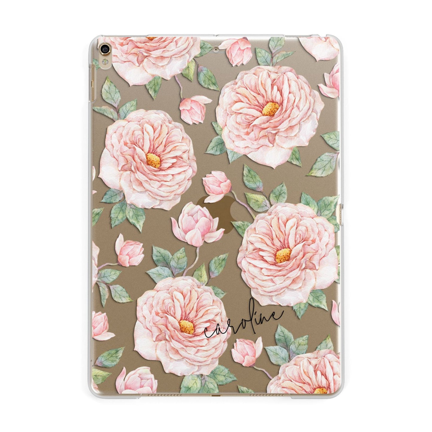 Personalised Peony Apple iPad Gold Case