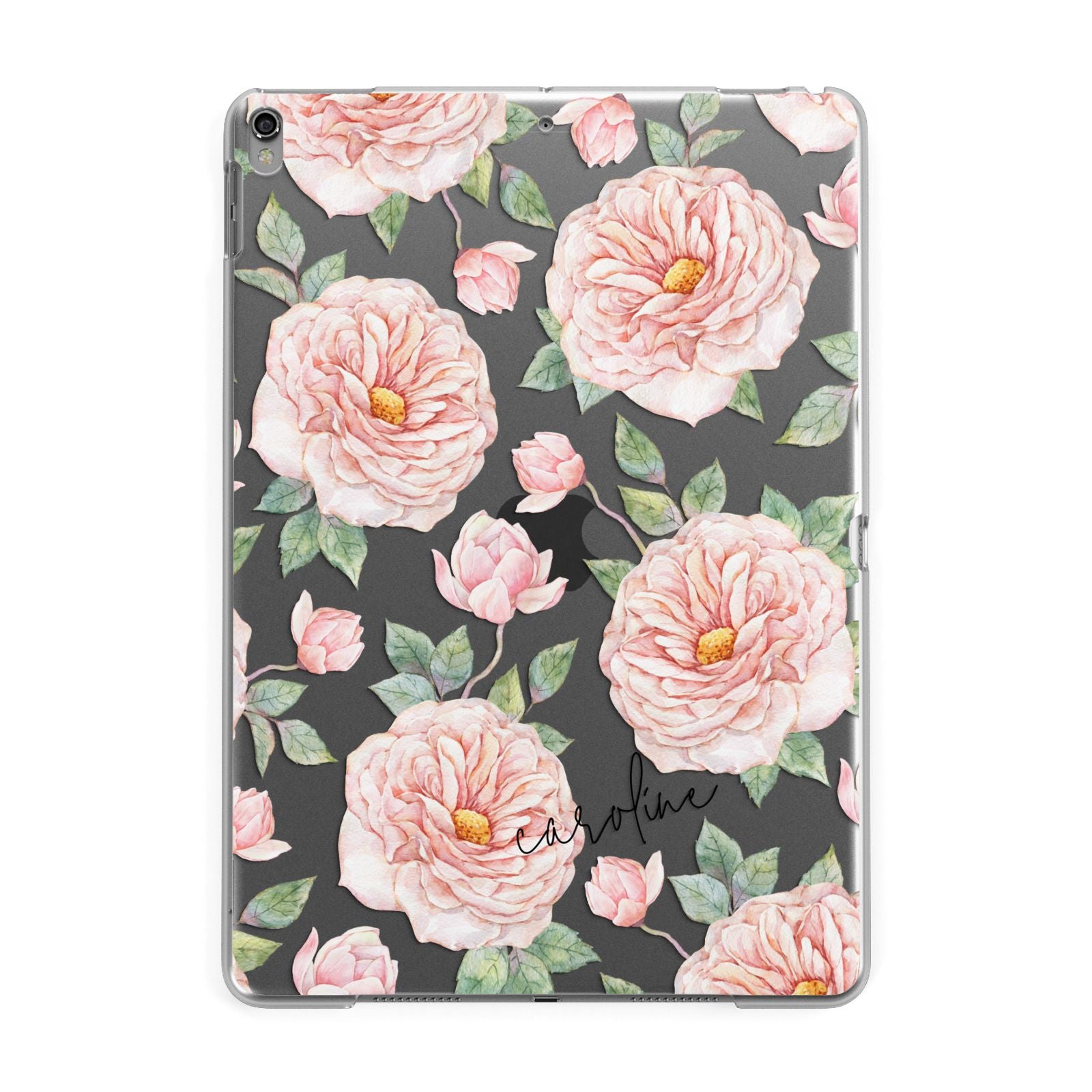 Personalised Peony Apple iPad Grey Case