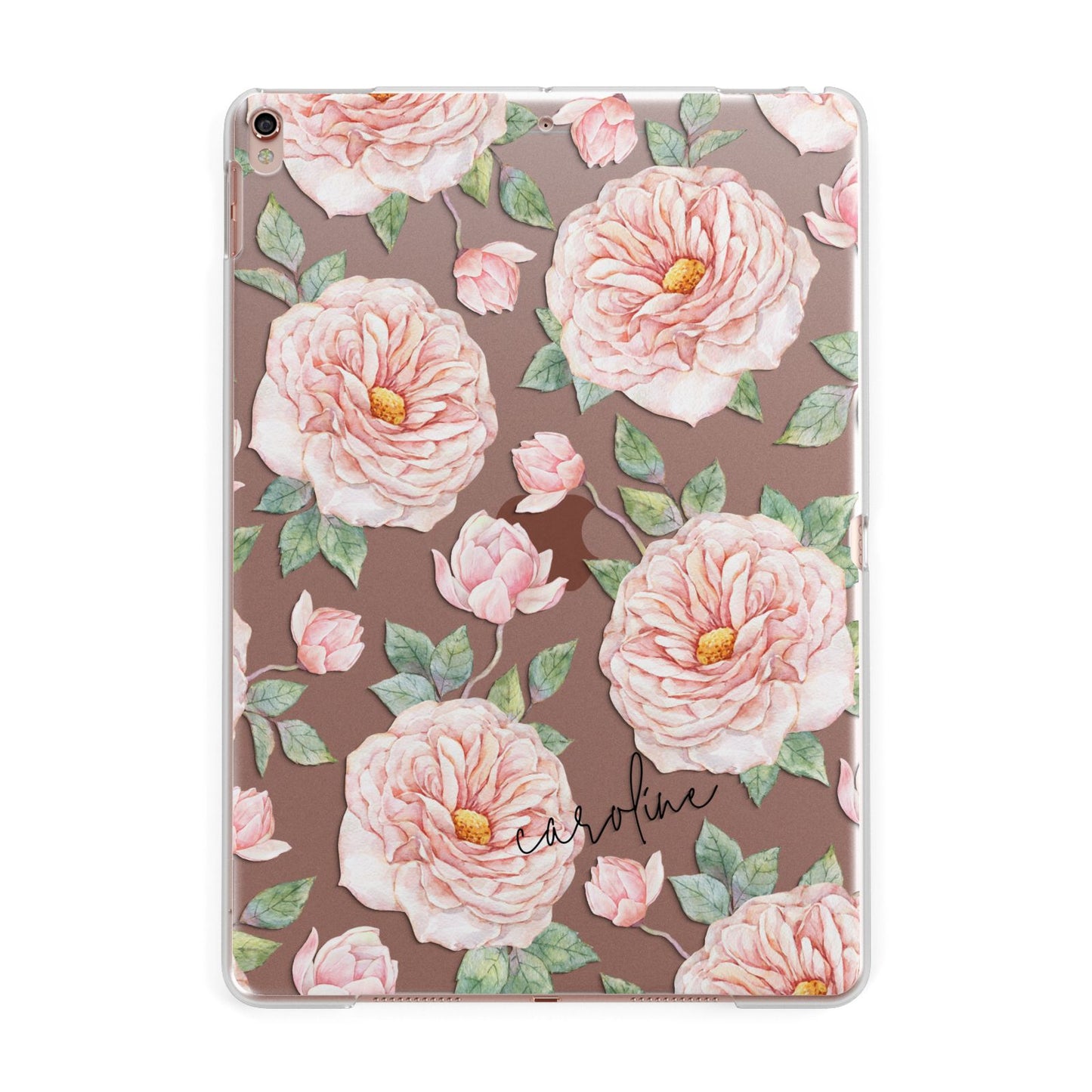 Personalised Peony Apple iPad Rose Gold Case