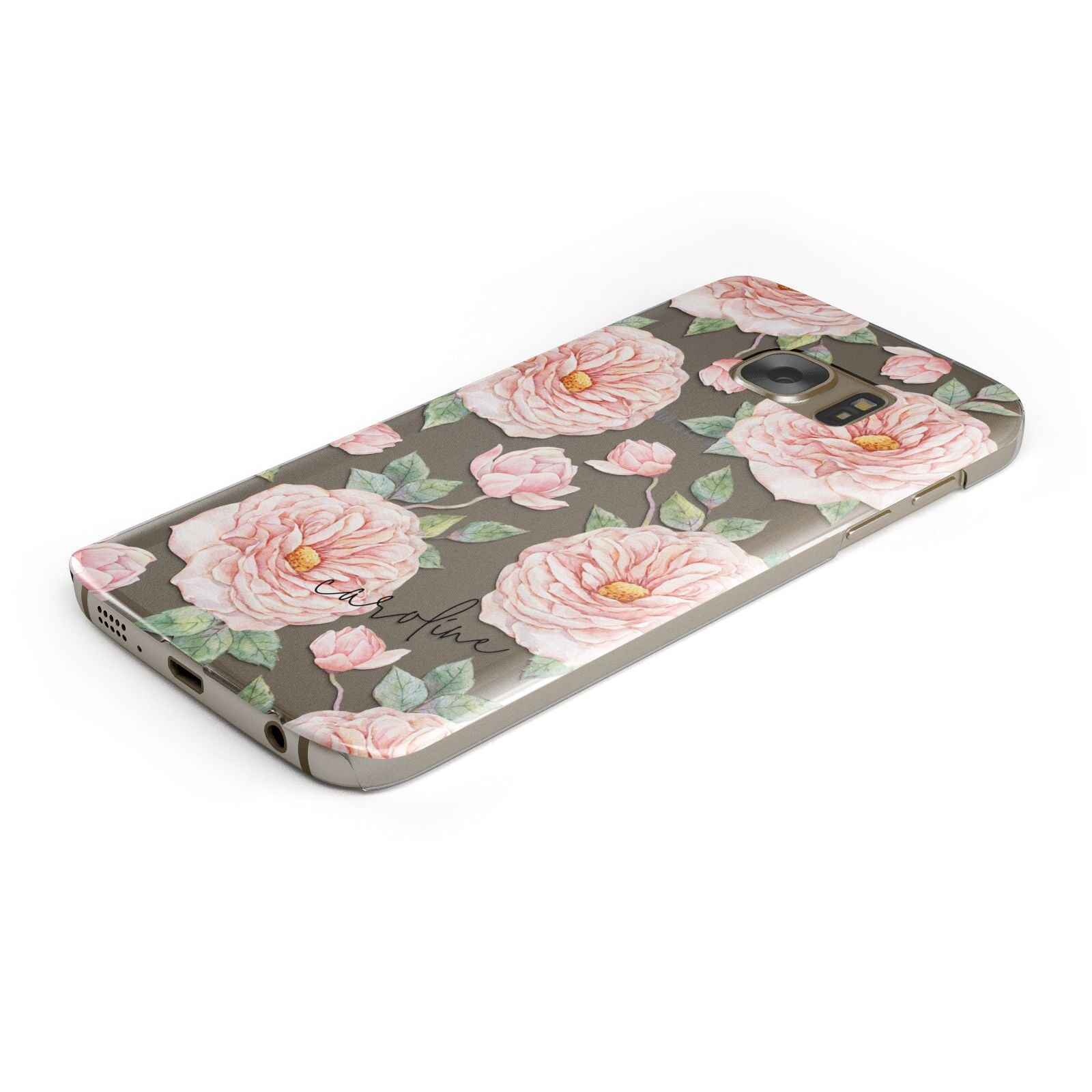 Personalised Peony Protective Samsung Galaxy Case Angled Image