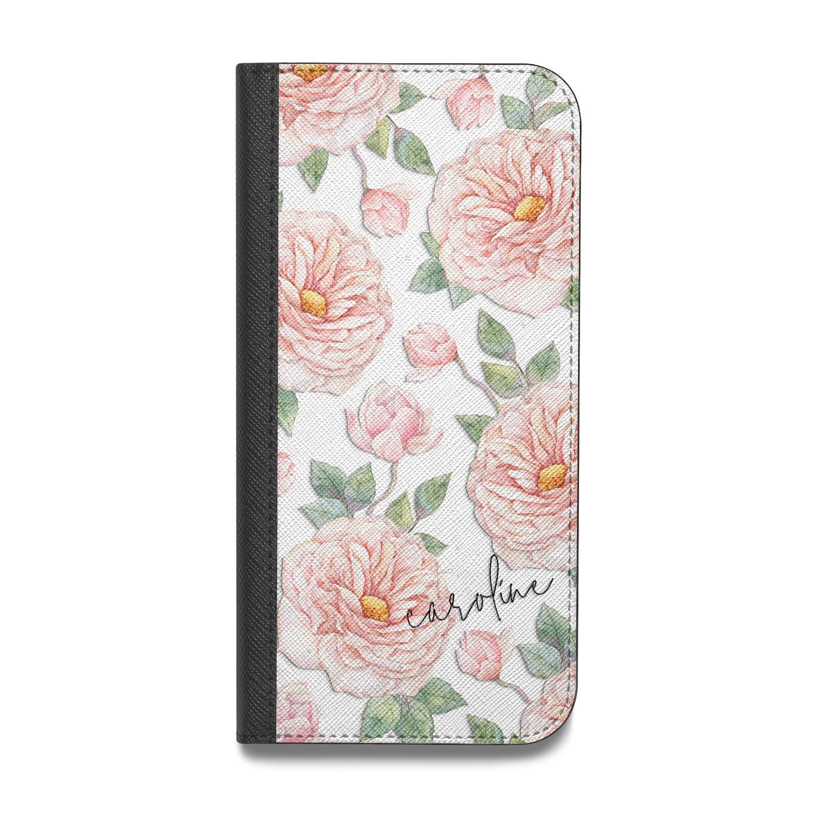 Personalised Peony Vegan Leather Flip iPhone Case