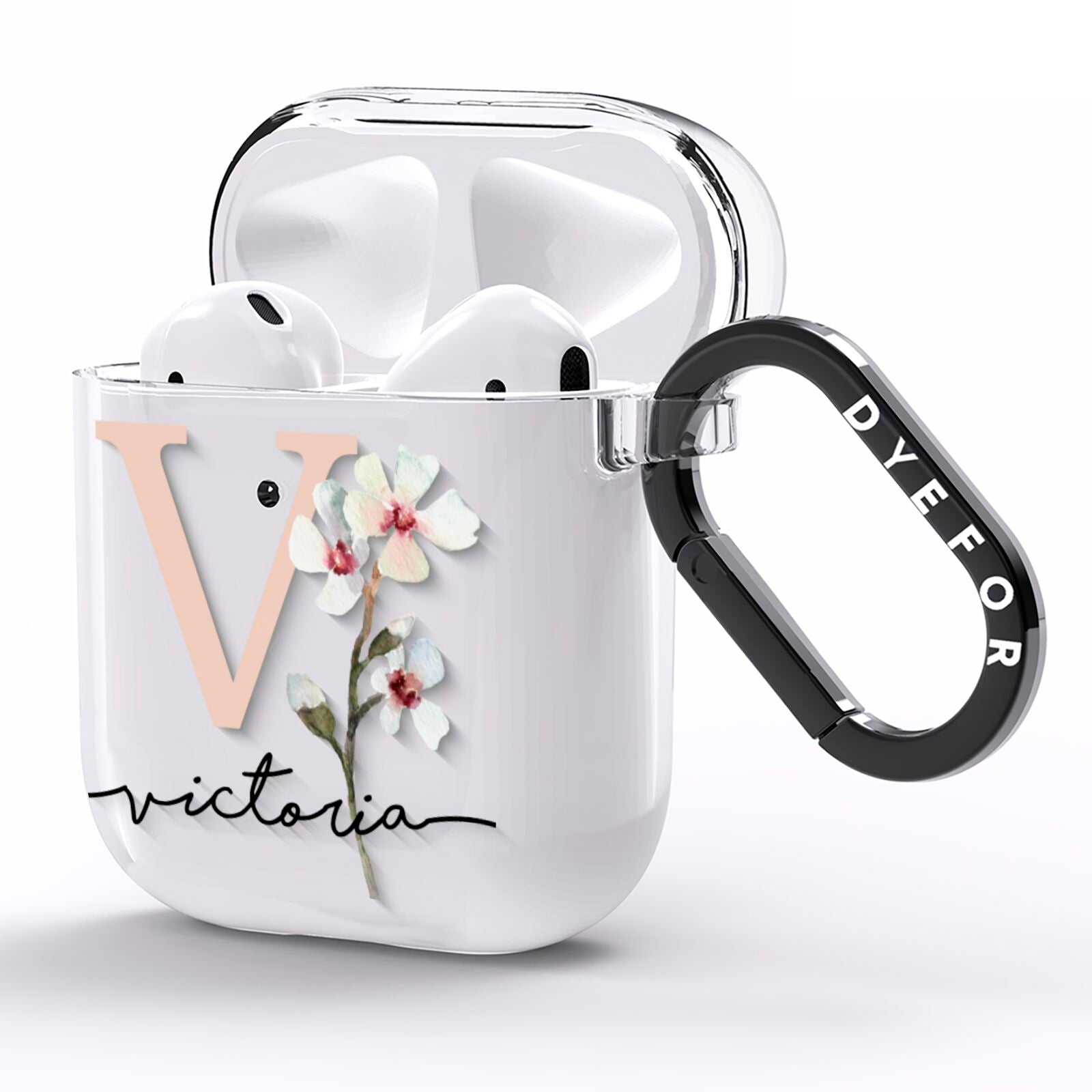 Personalised Petals AirPods Clear Case Side Image