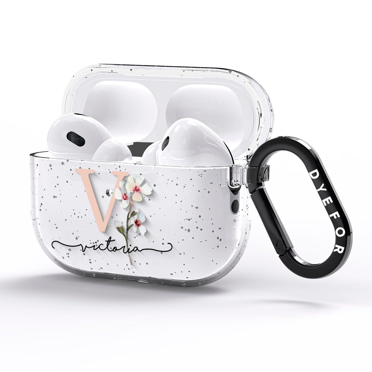 Personalised Petals AirPods Pro Glitter Case Side Image