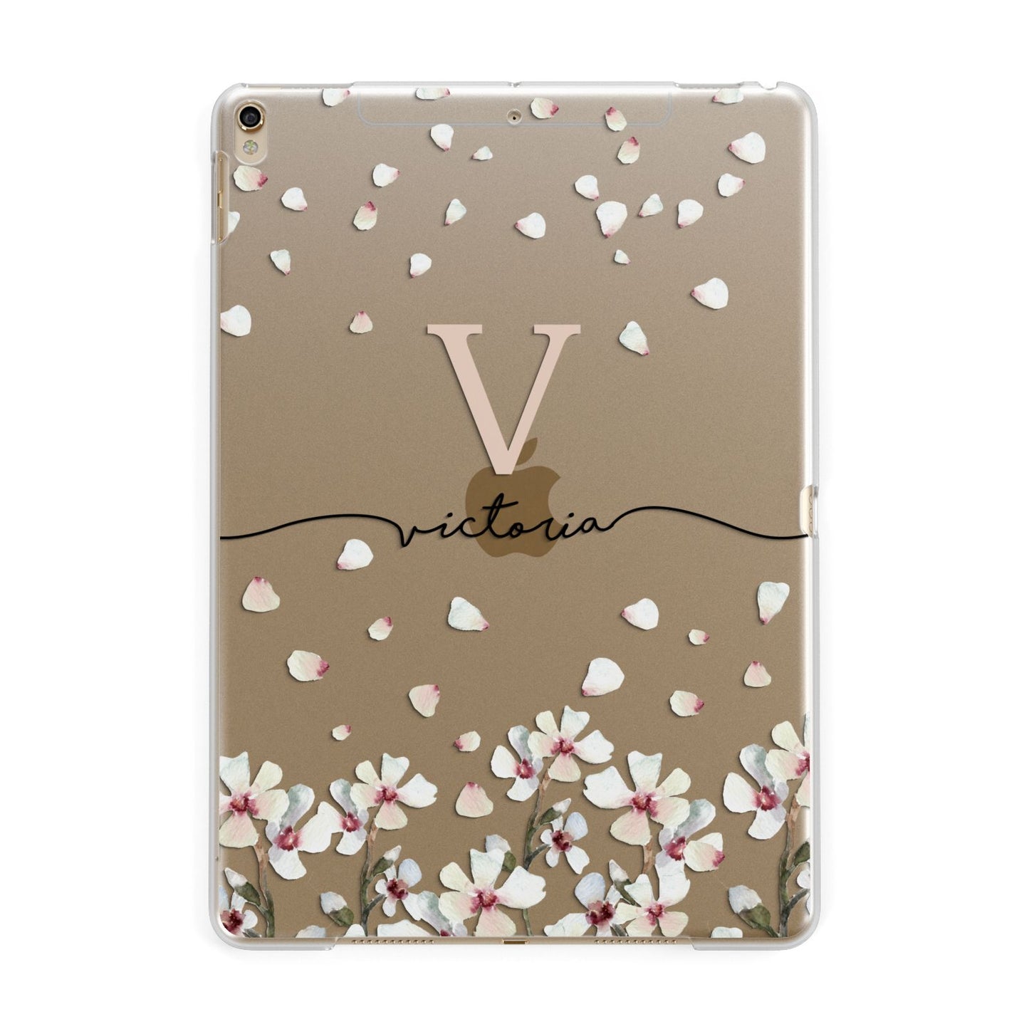 Personalised Petals Apple iPad Gold Case