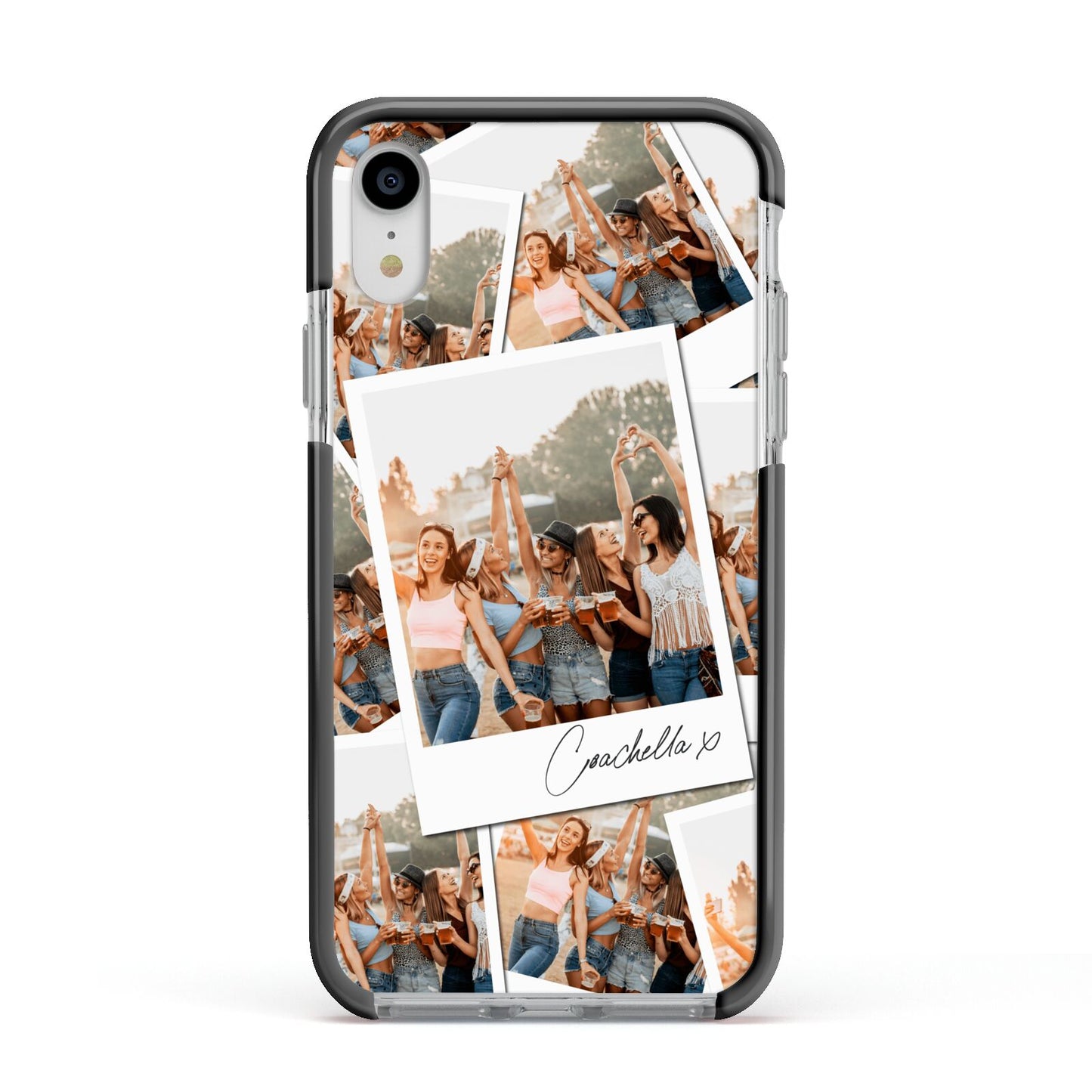 Personalised Photo Apple iPhone XR Impact Case Black Edge on Silver Phone