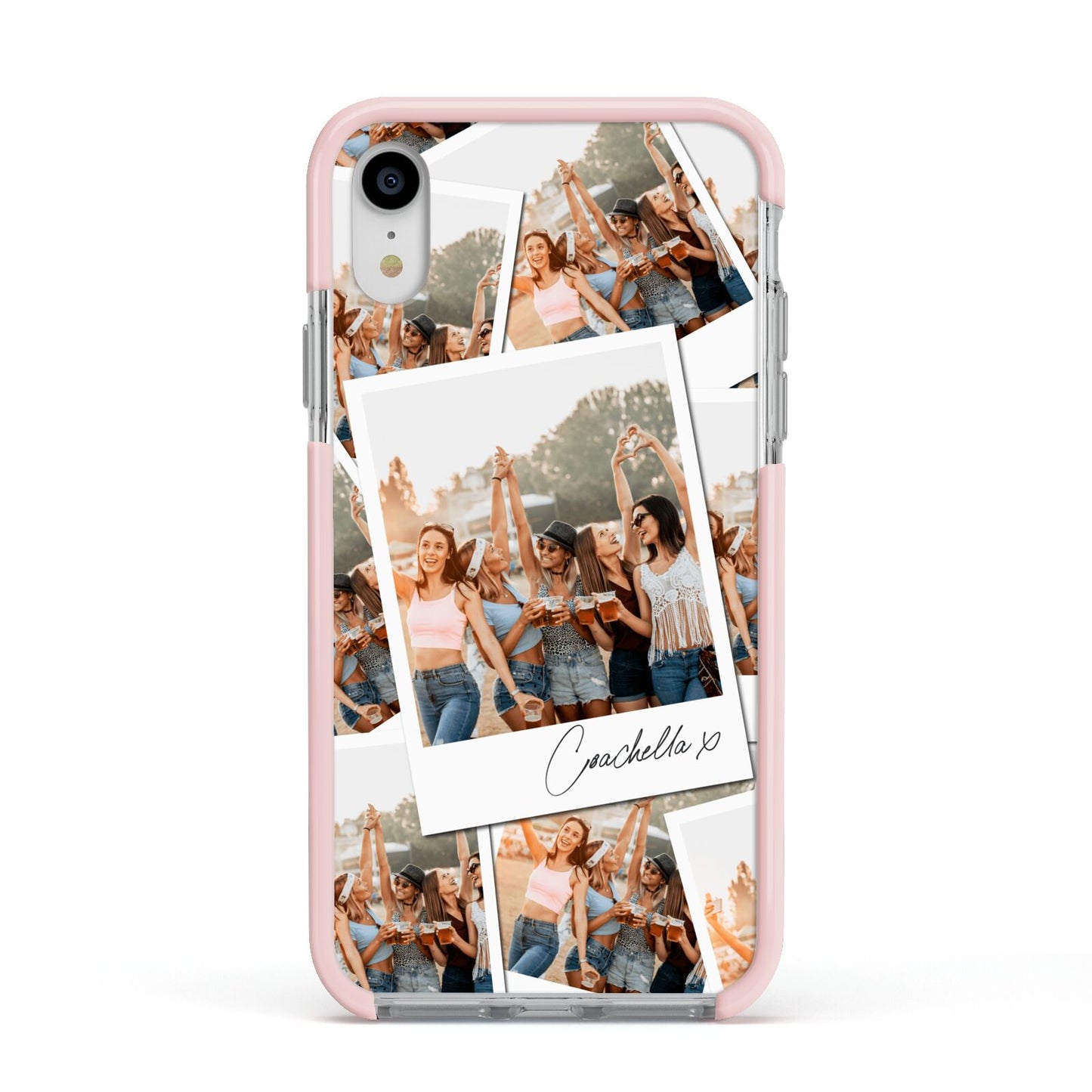 Personalised Photo Apple iPhone XR Impact Case Pink Edge on Silver Phone