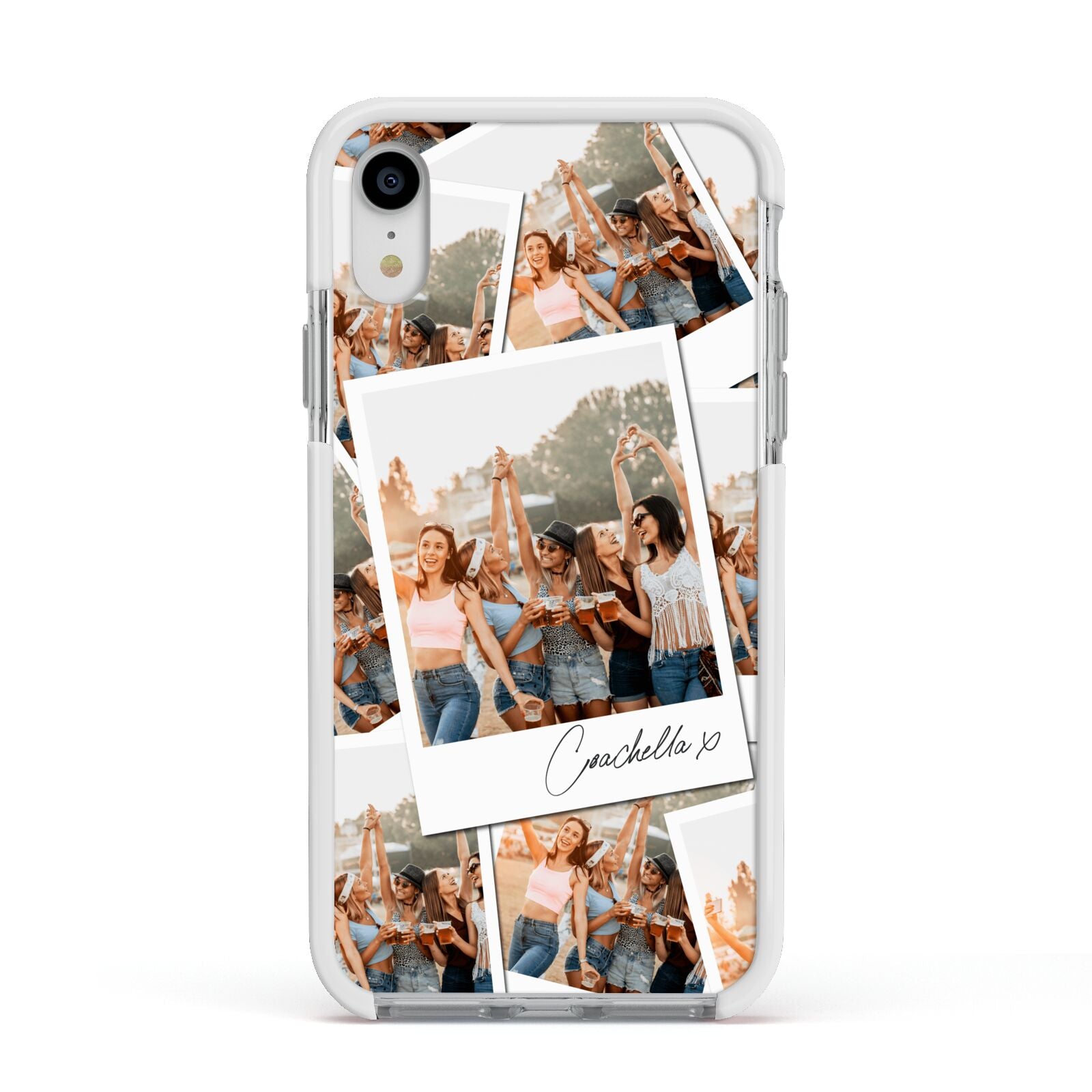 Personalised Photo Apple iPhone XR Impact Case White Edge on Silver Phone