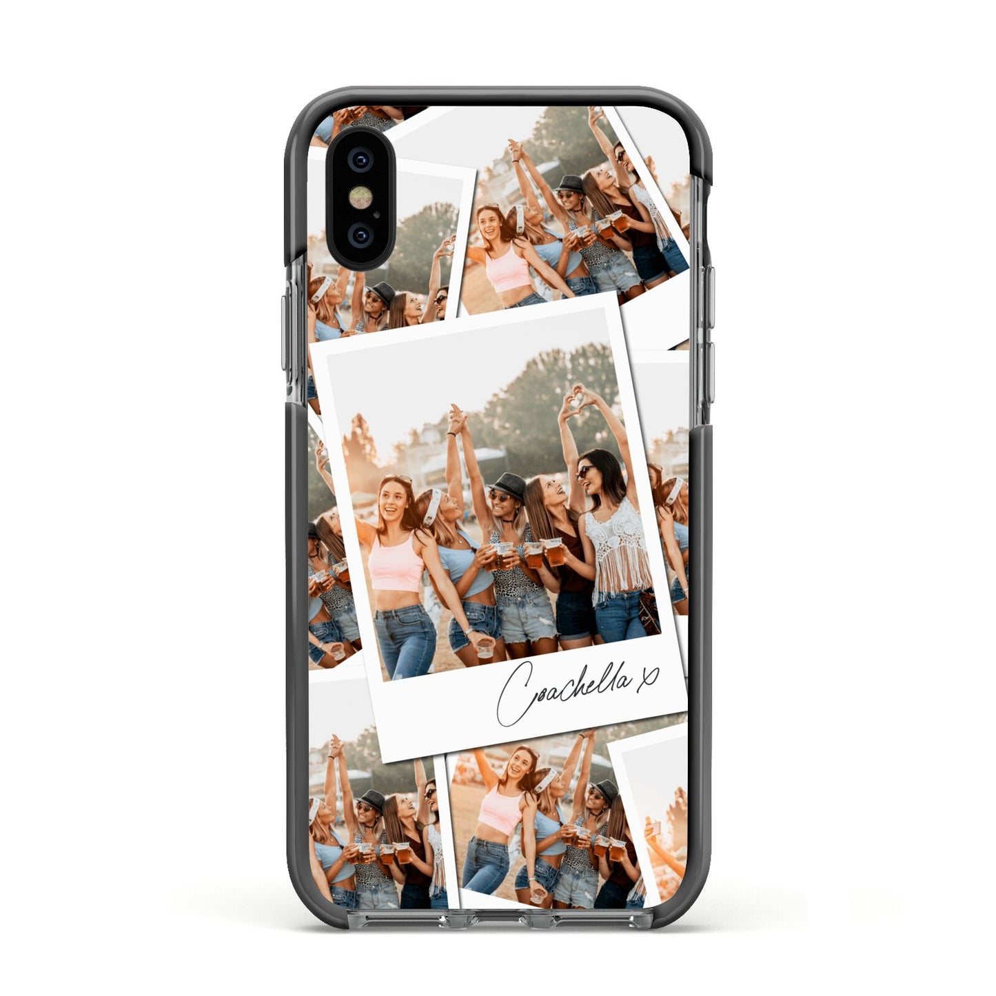 Personalised Photo Apple iPhone Xs Impact Case Black Edge on Black Phone