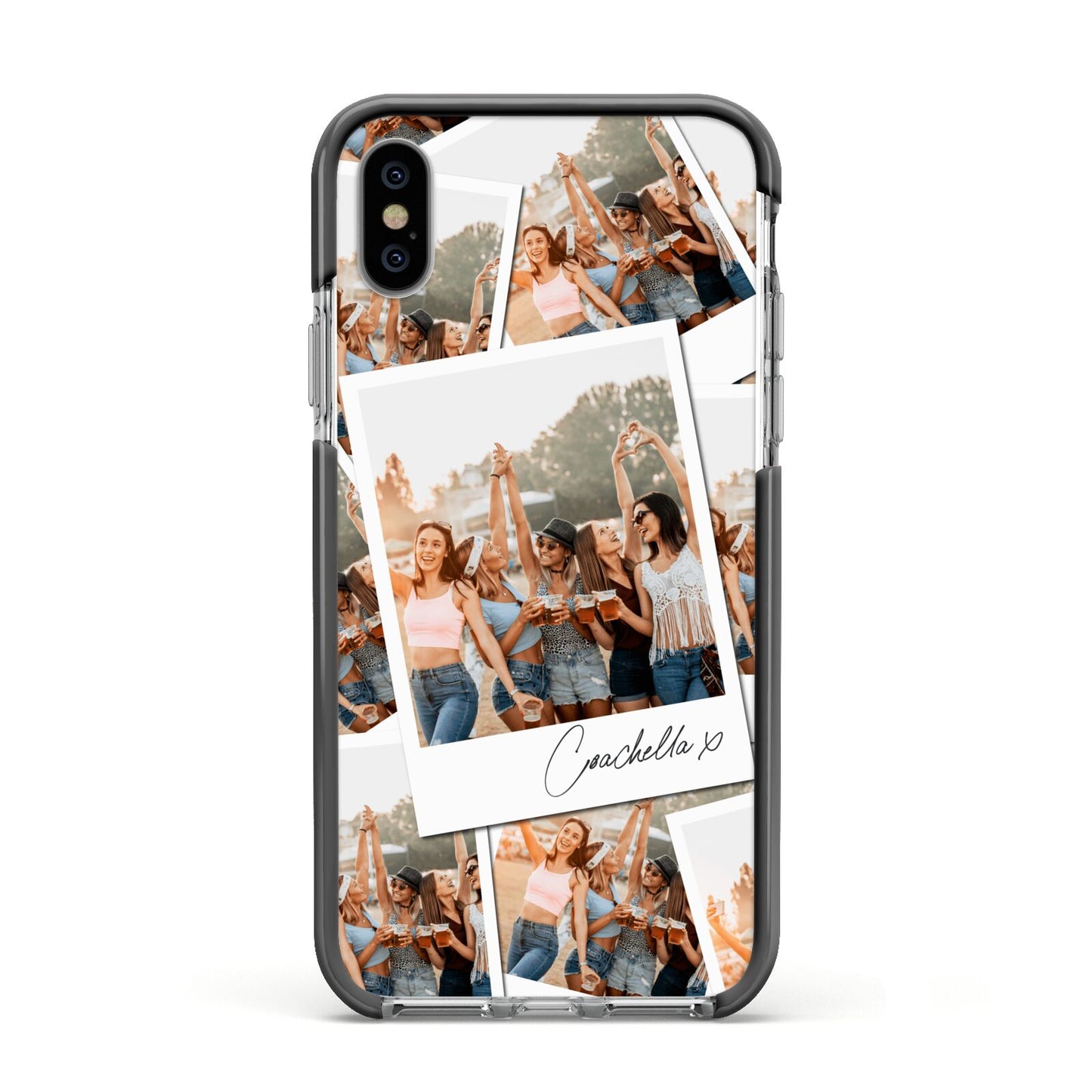 Personalised Photo Apple iPhone Xs Impact Case Black Edge on Silver Phone