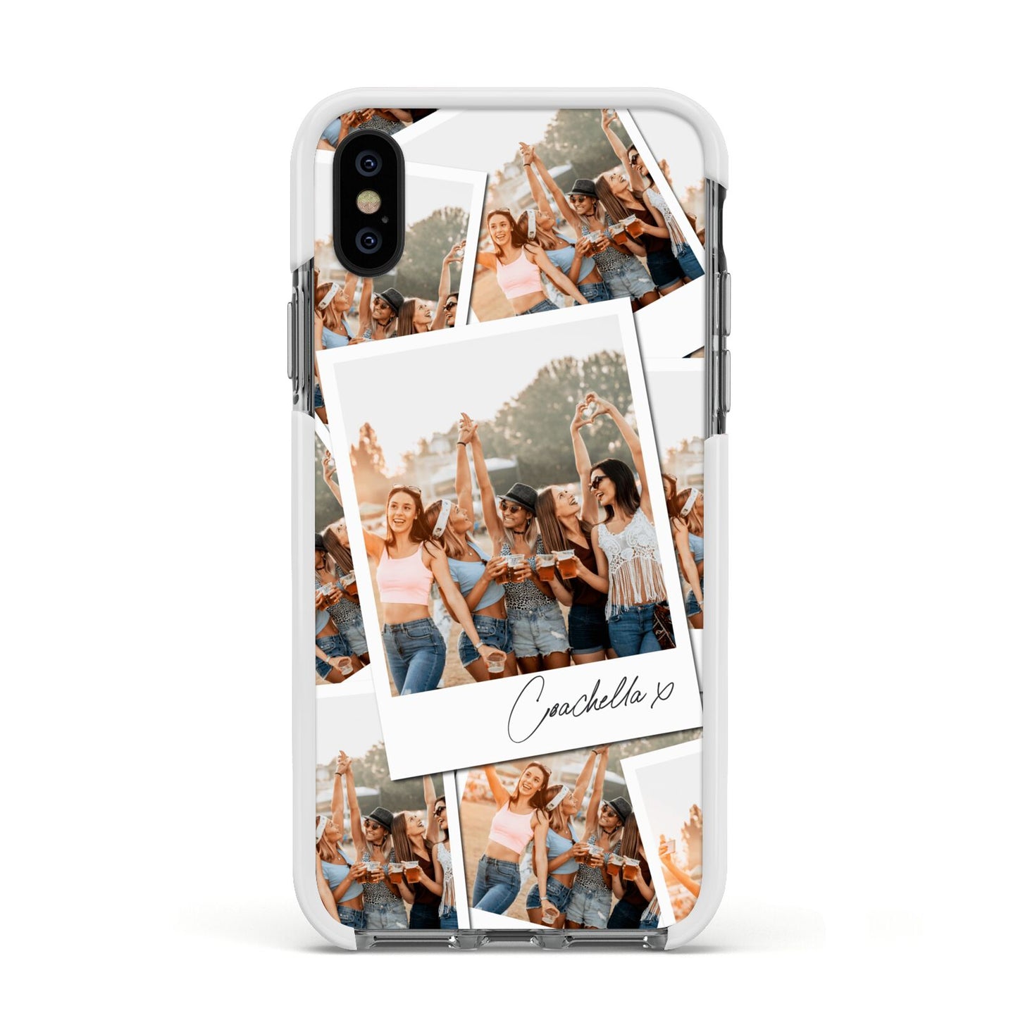 Personalised Photo Apple iPhone Xs Impact Case White Edge on Black Phone