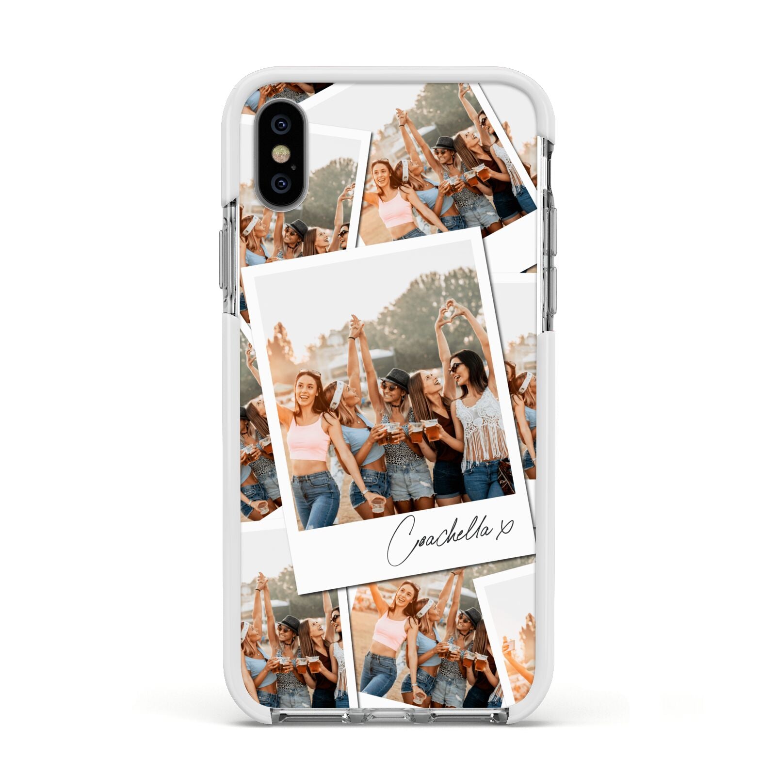 Personalised Photo Apple iPhone Xs Impact Case White Edge on Silver Phone