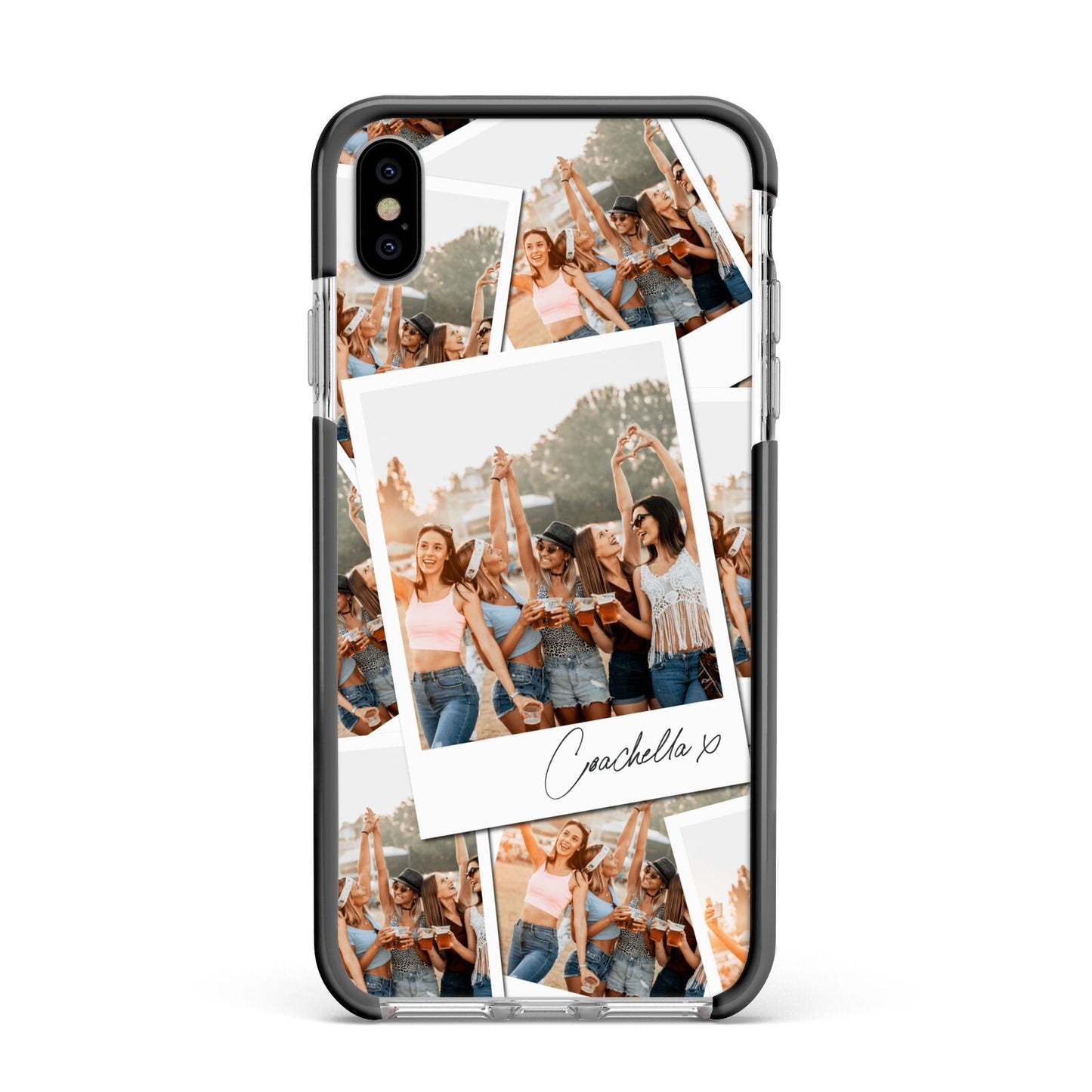 Personalised Photo Apple iPhone Xs Max Impact Case Black Edge on Silver Phone