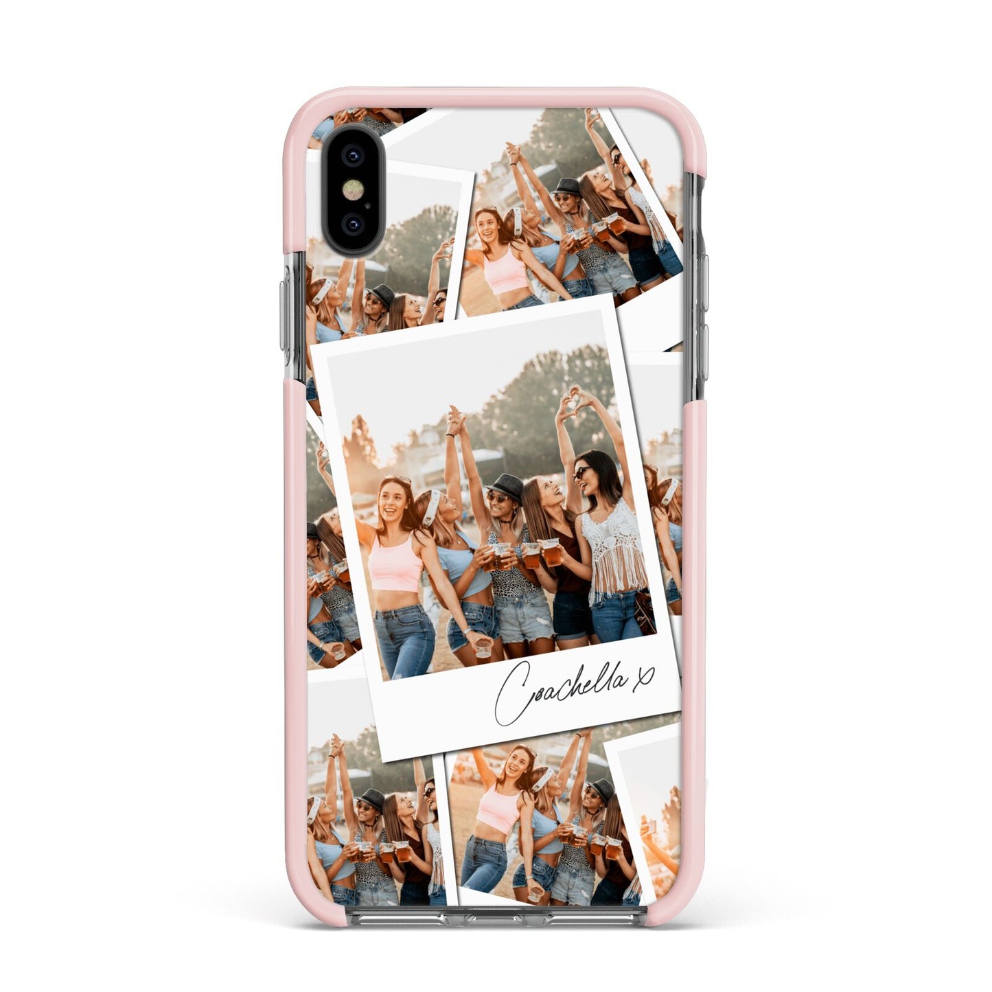 Personalised Photo Apple iPhone Xs Max Impact Case Pink Edge on Black Phone