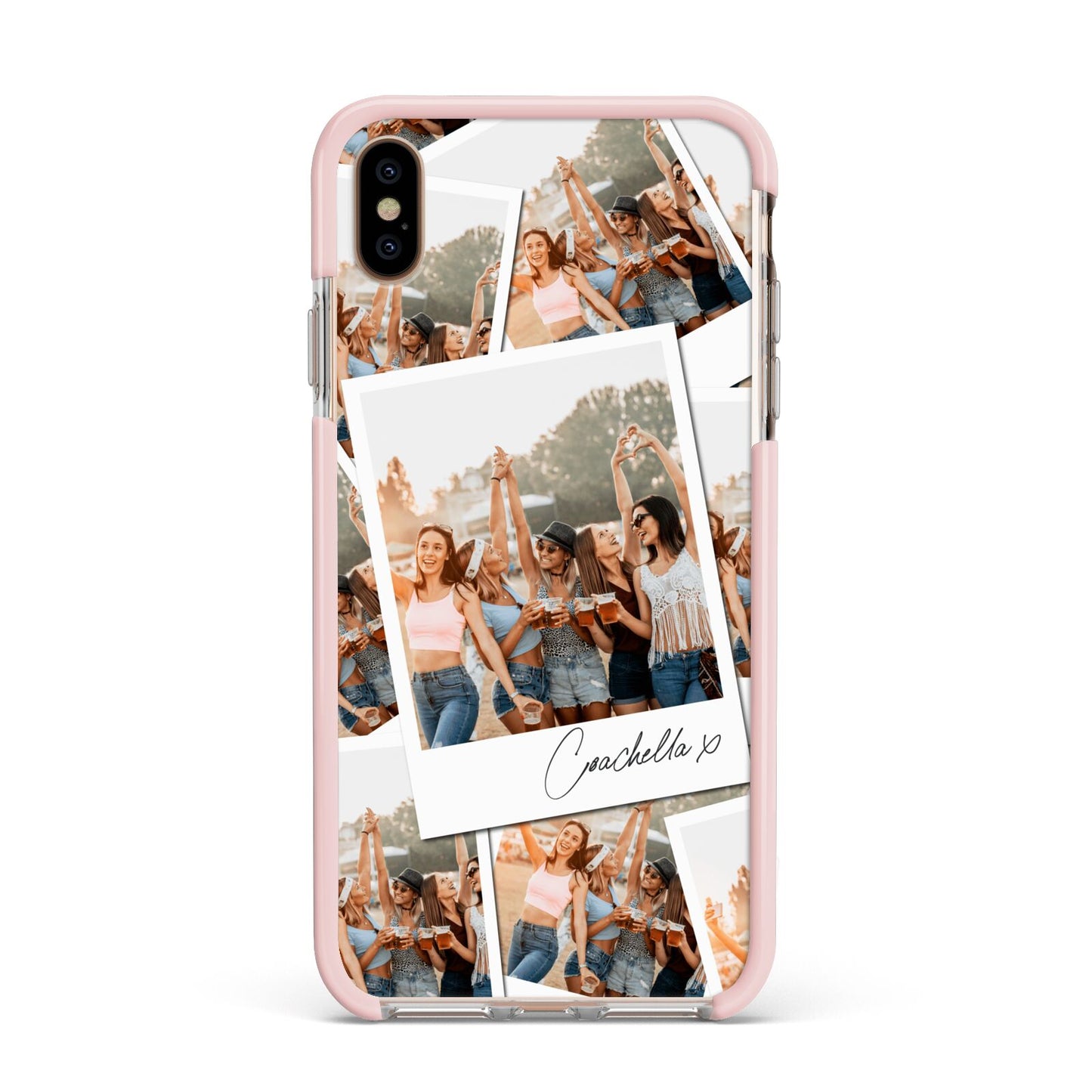 Personalised Photo Apple iPhone Xs Max Impact Case Pink Edge on Gold Phone