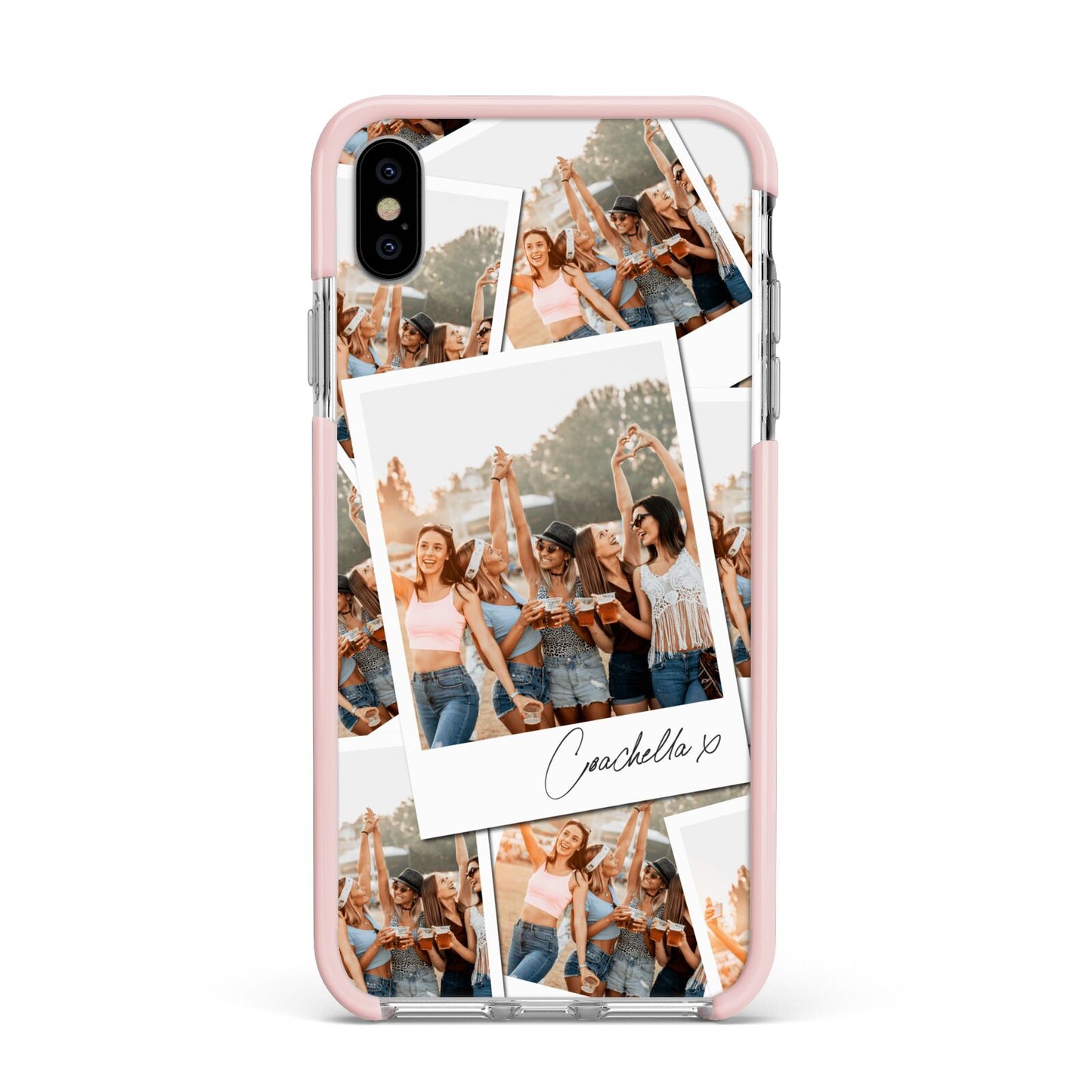 Personalised Photo Apple iPhone Xs Max Impact Case Pink Edge on Silver Phone