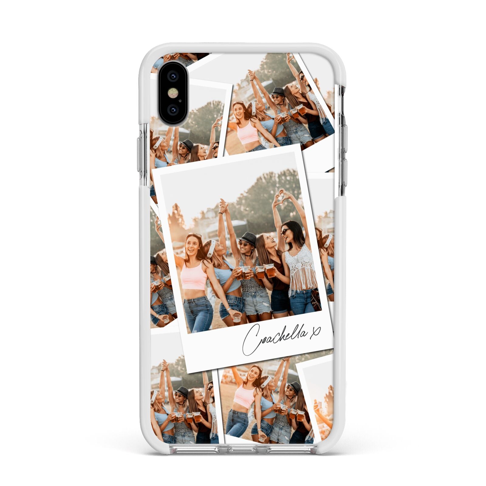 Personalised Photo Apple iPhone Xs Max Impact Case White Edge on Silver Phone