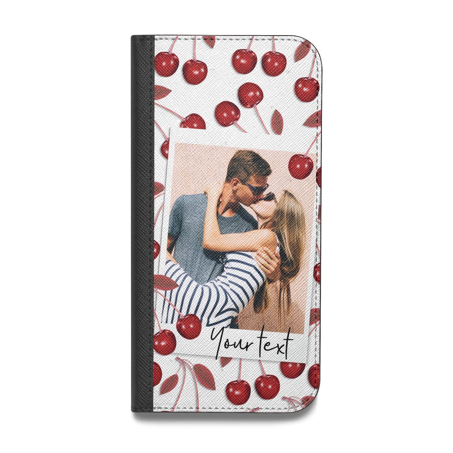 Personalised Photo Cherry Vegan Leather Flip Samsung Case