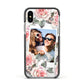 Personalised Photo Floral Apple iPhone Xs Impact Case Black Edge on Silver Phone