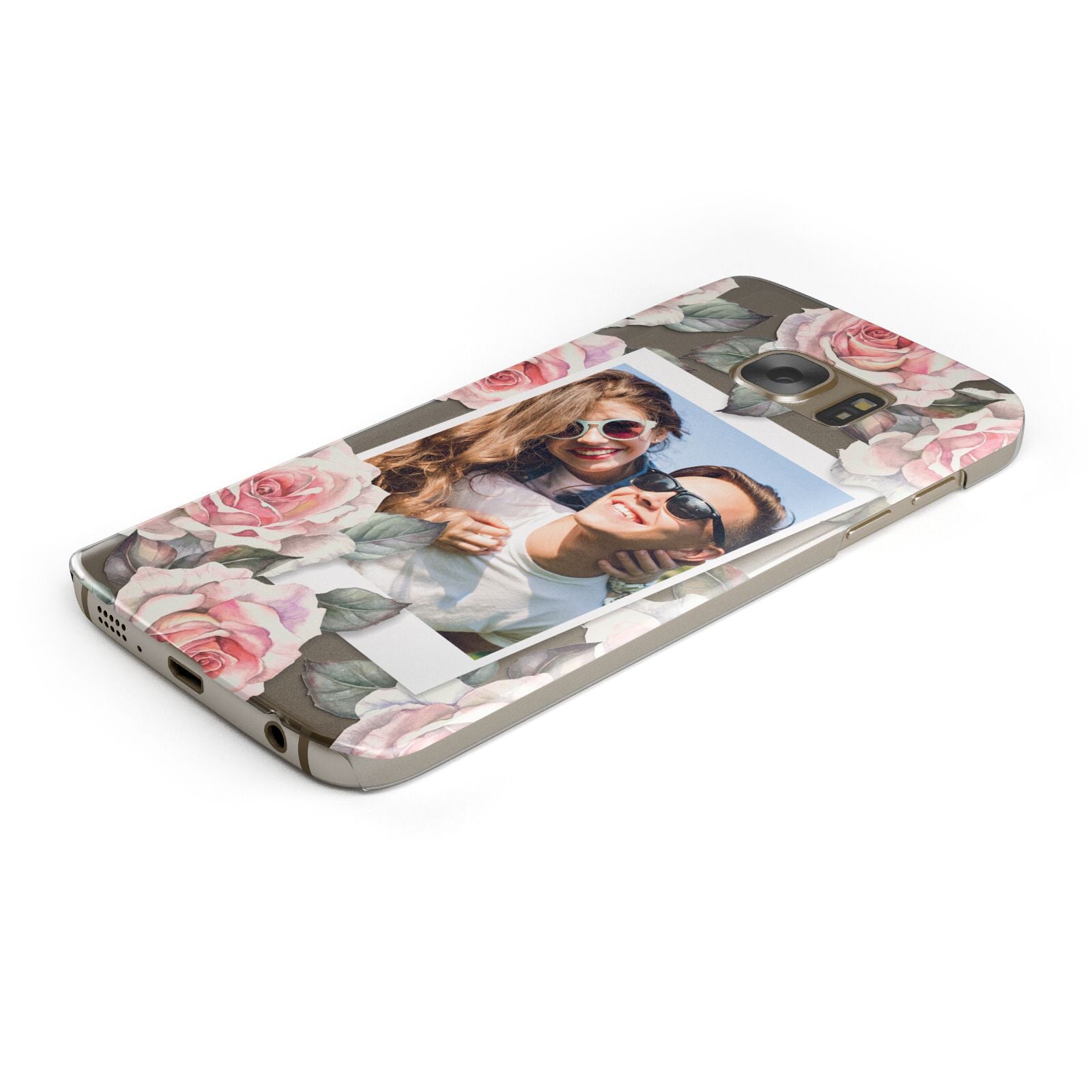 Personalised Photo Floral Protective Samsung Galaxy Case Angled Image