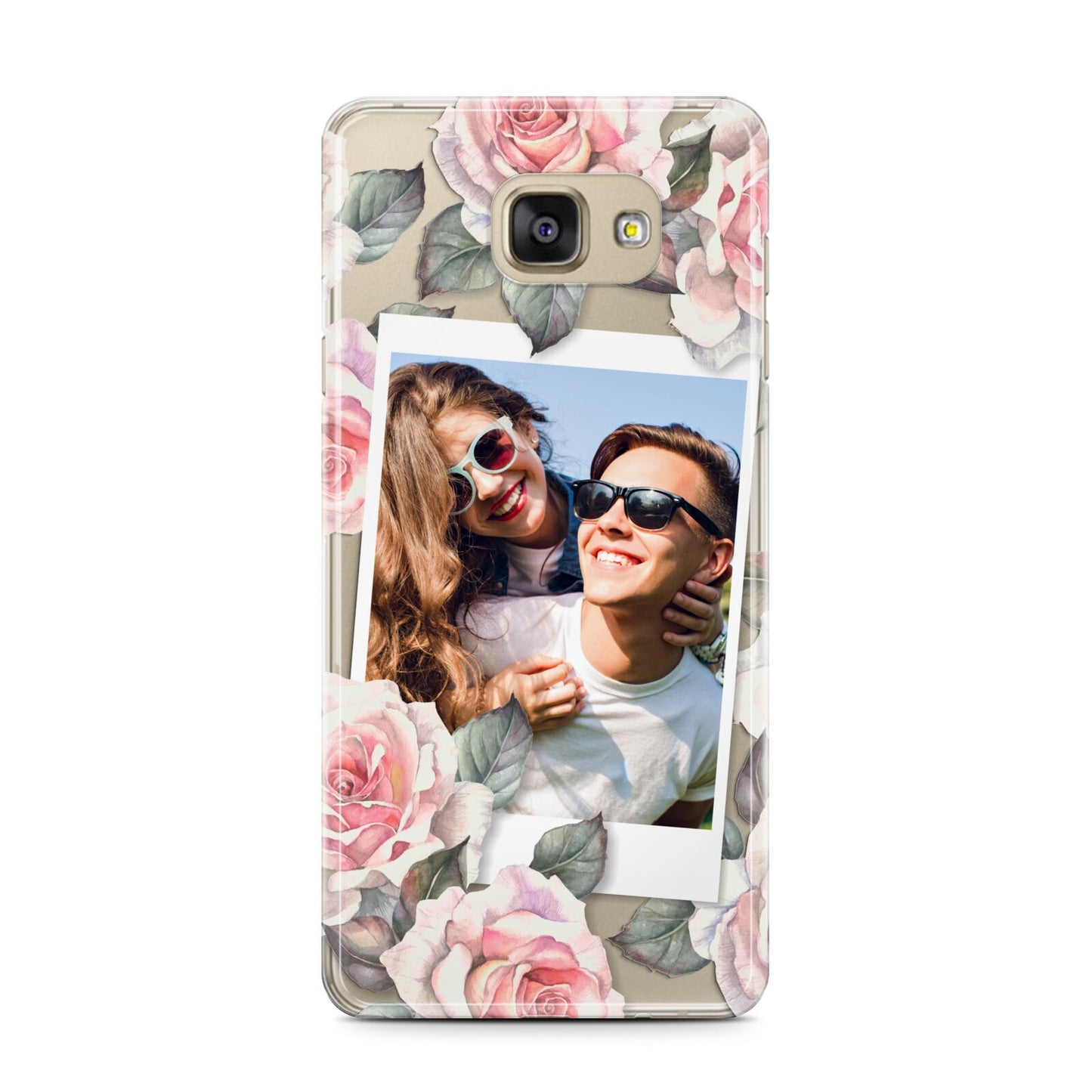 Personalised Photo Floral Samsung Galaxy A7 2016 Case on gold phone