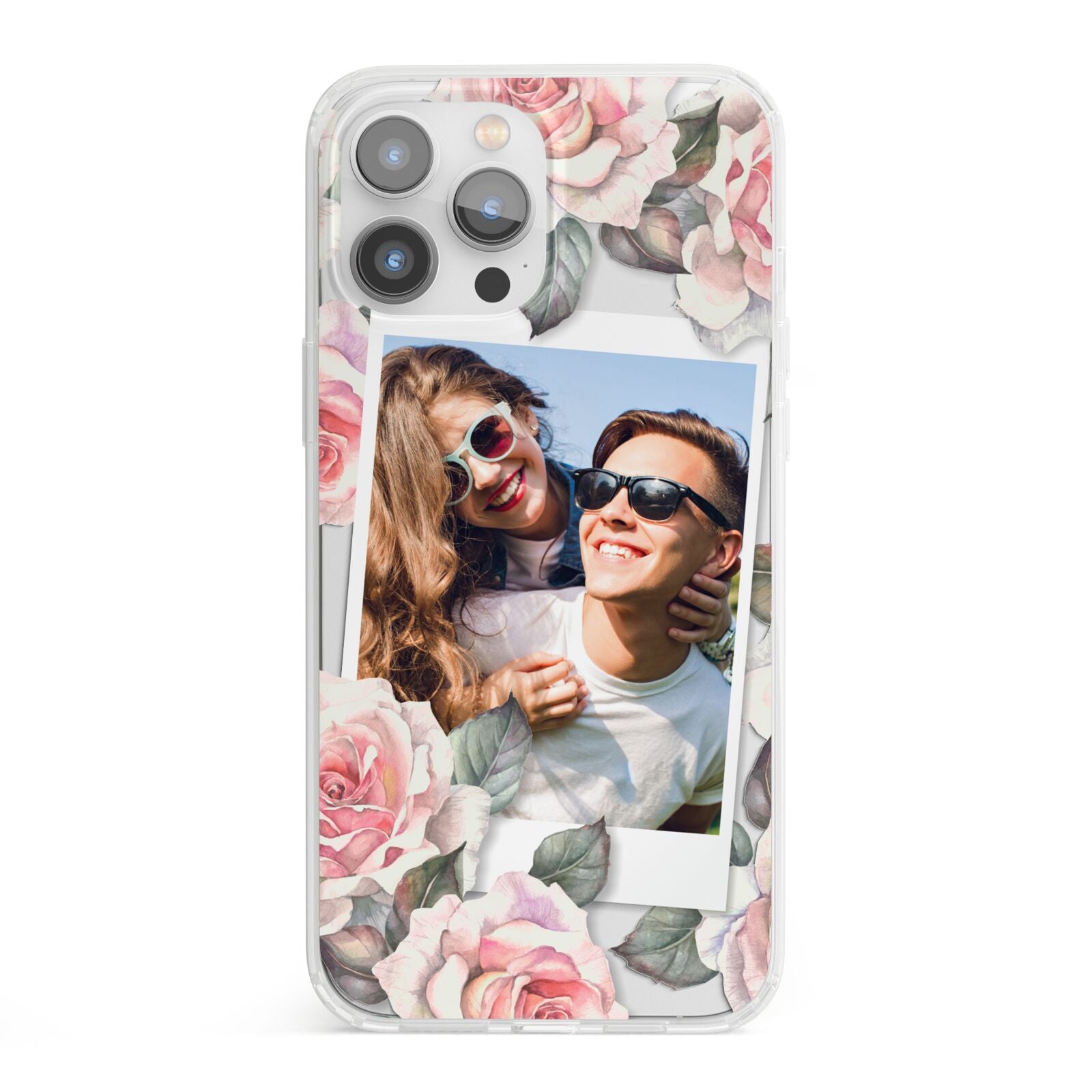 Personalised Photo Floral iPhone 13 Pro Max Clear Bumper Case