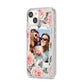 Personalised Photo Floral iPhone 14 Clear Tough Case Starlight Angled Image