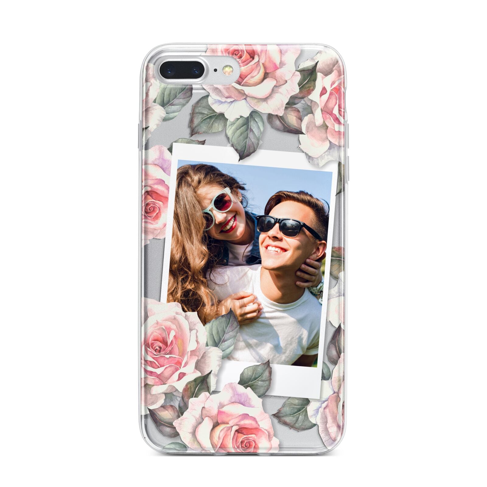 Personalised Photo Floral iPhone 7 Plus Bumper Case on Silver iPhone