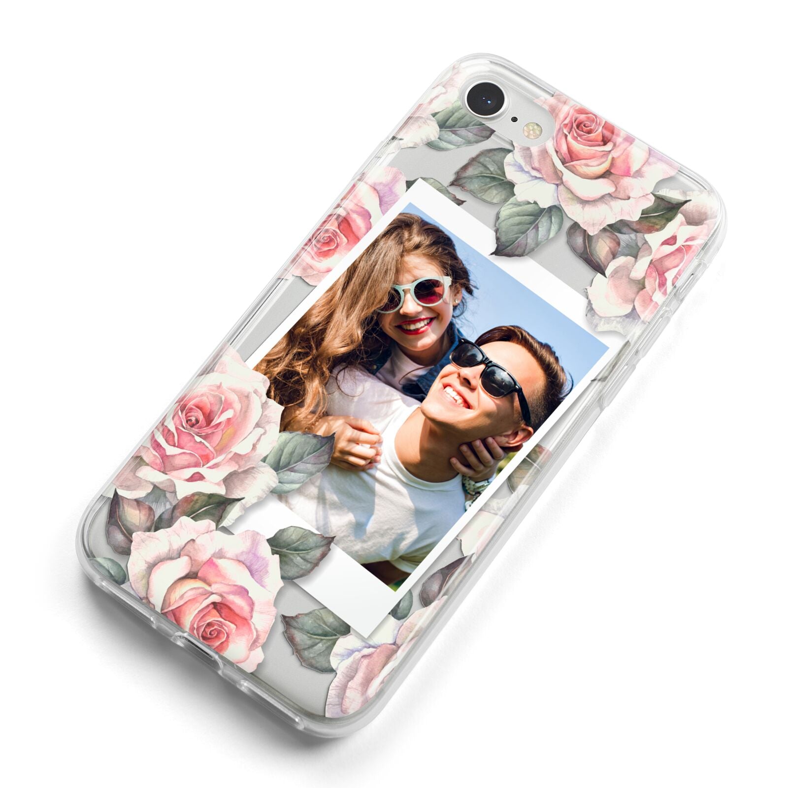 Personalised Photo Floral iPhone 8 Bumper Case on Silver iPhone Alternative Image