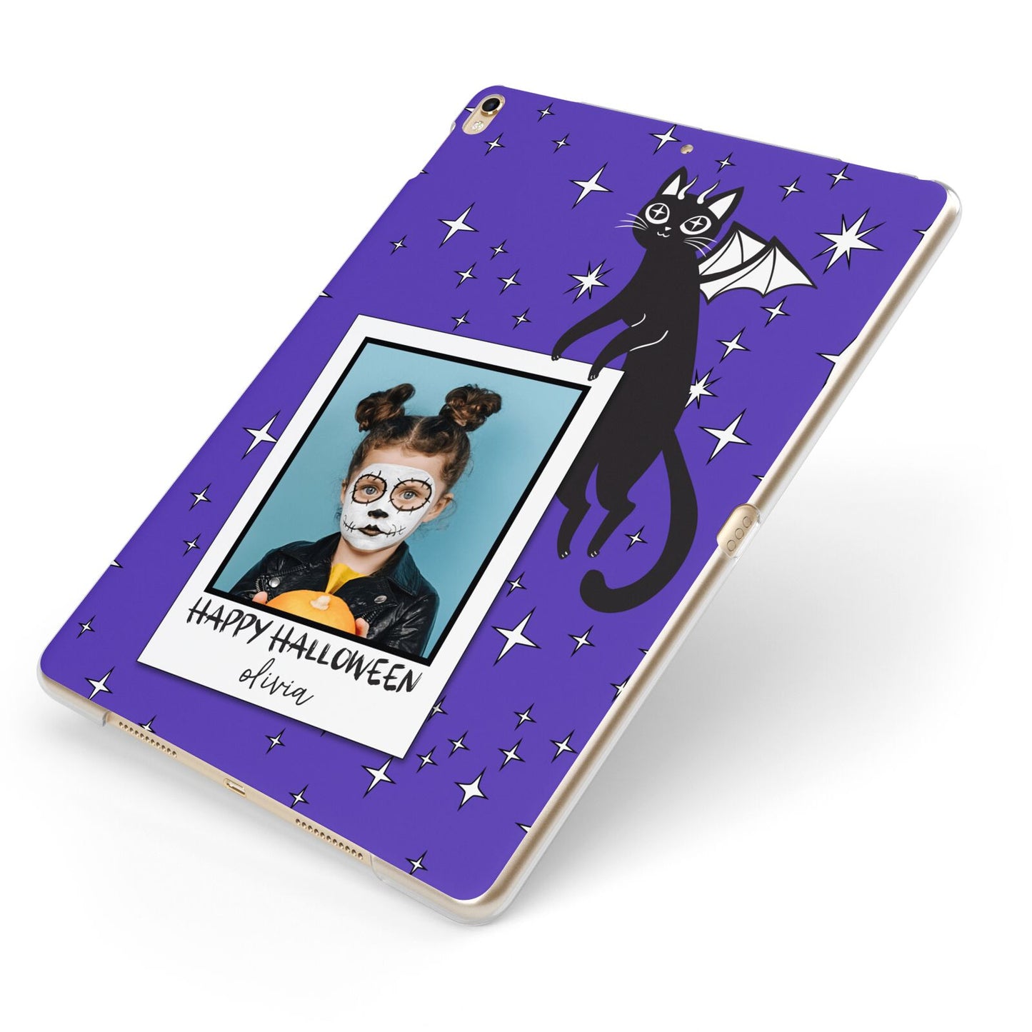 Personalised Photo Halloween Apple iPad Case on Gold iPad Side View