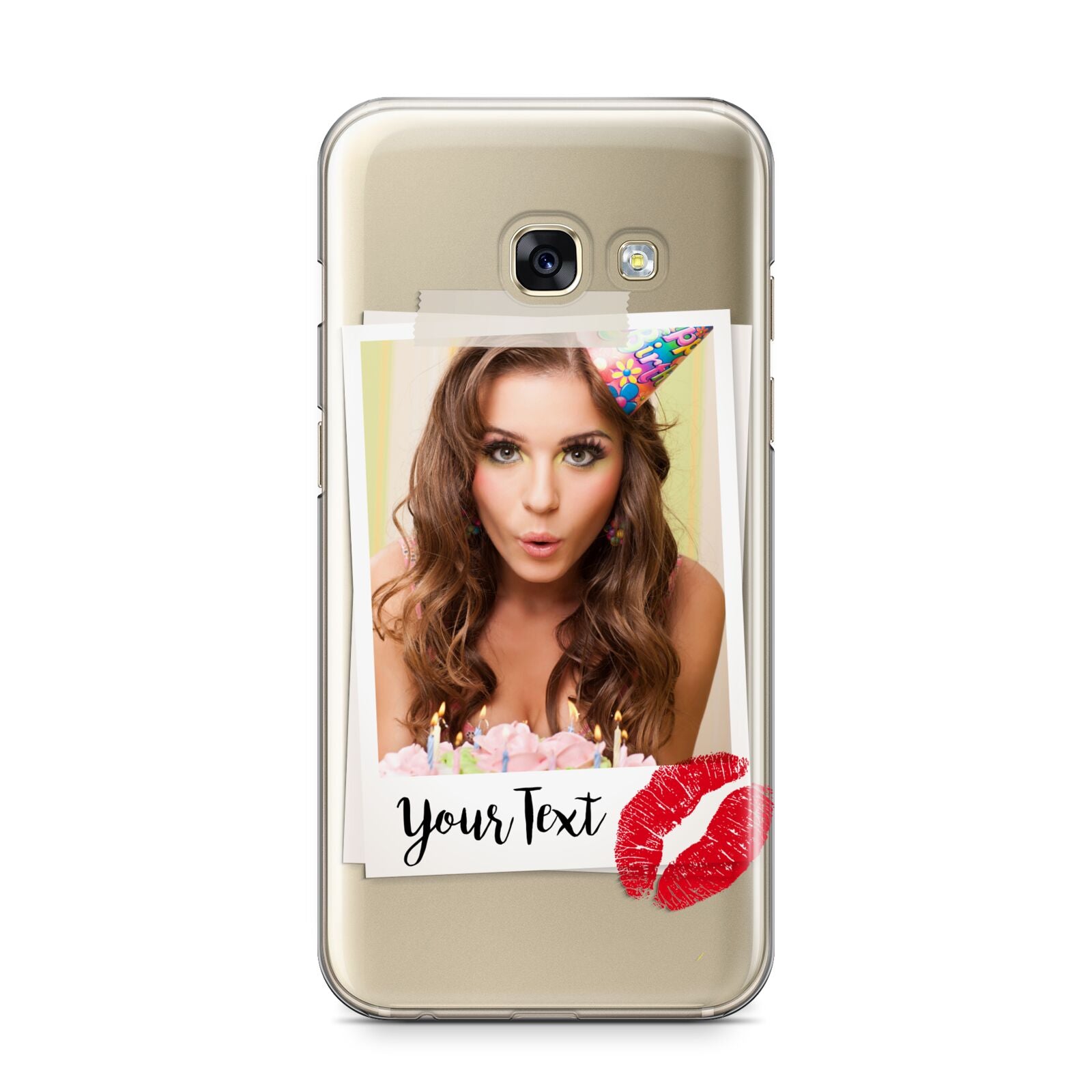 Personalised Photo Kiss Samsung Galaxy A3 2017 Case on gold phone