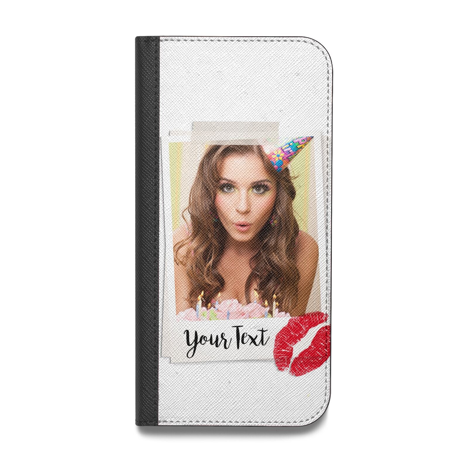 Personalised Photo Kiss Vegan Leather Flip iPhone Case