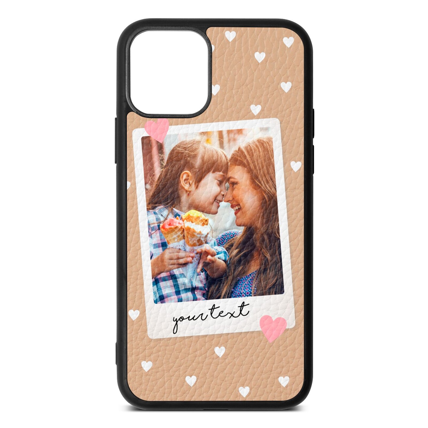 Personalised Photo Love Hearts Nude Pebble Leather iPhone 11 Pro Case