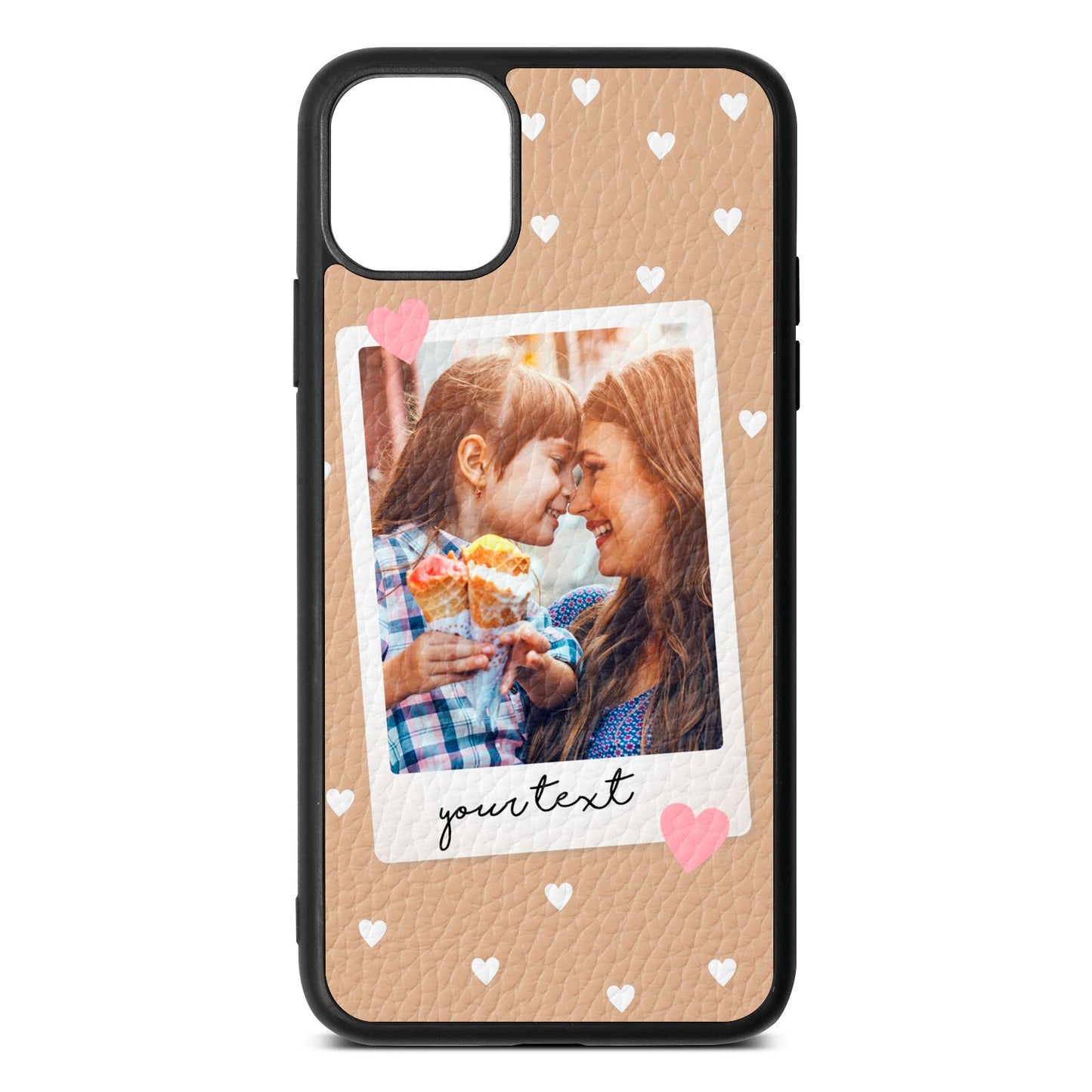 Personalised Photo Love Hearts Nude Pebble Leather iPhone 11 Pro Max Case