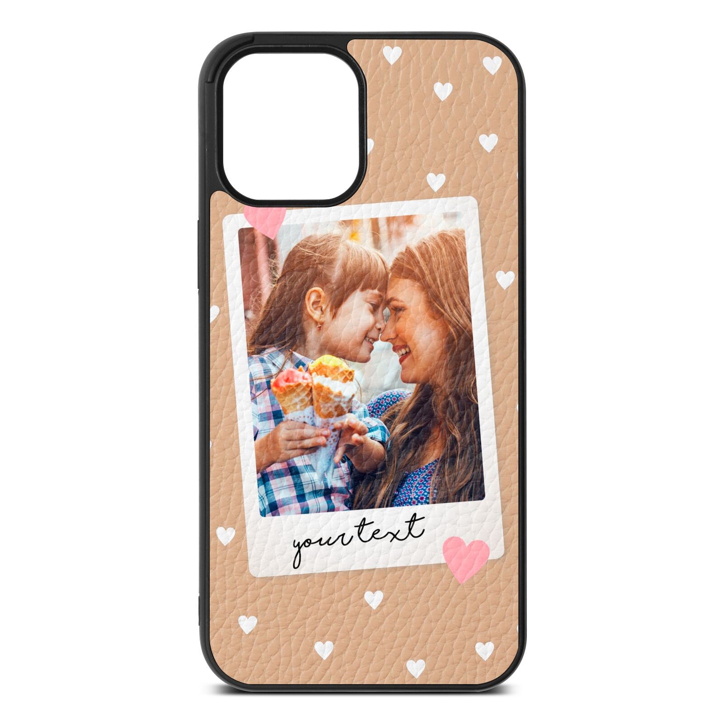 Personalised Photo Love Hearts Nude Pebble Leather iPhone 12 Pro Max Case