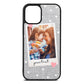 Personalised Photo Love Hearts Silver Pebble Leather iPhone 12 Mini Case
