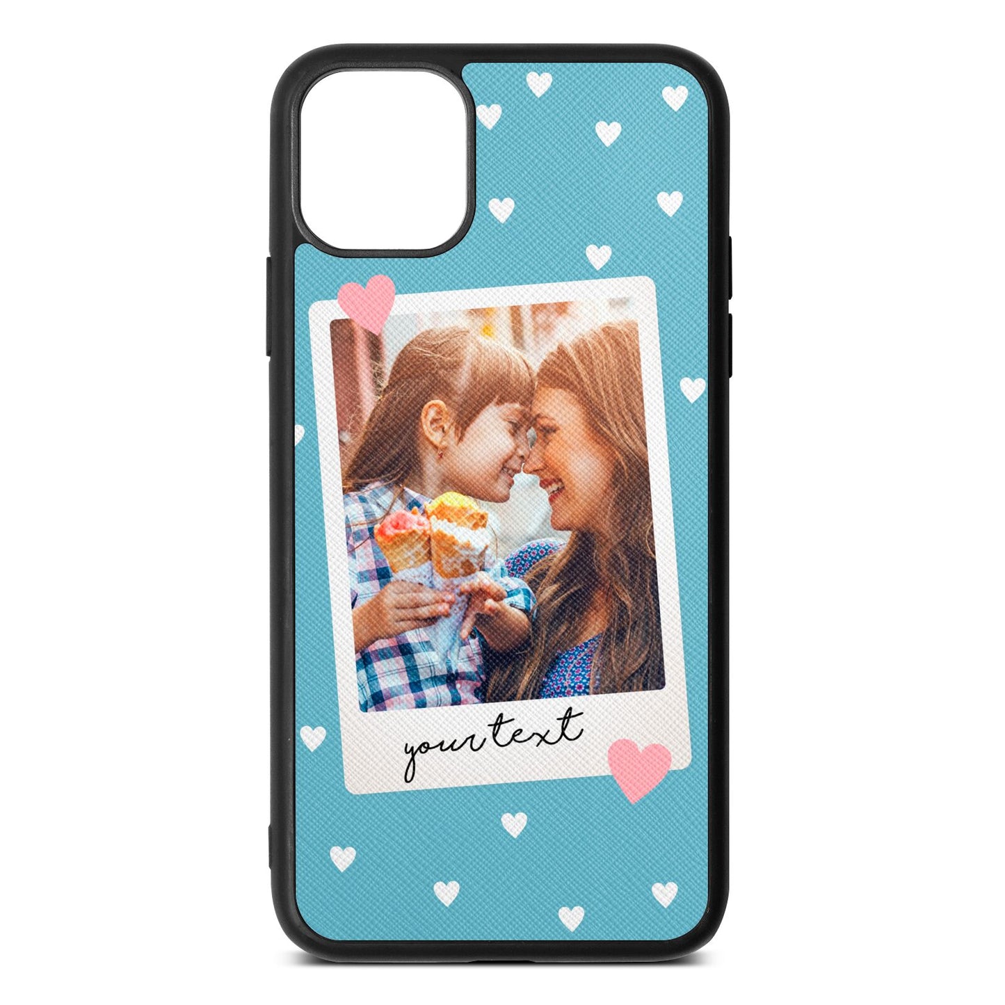 Personalised Photo Love Hearts Sky Saffiano Leather iPhone 11 Pro Max Case