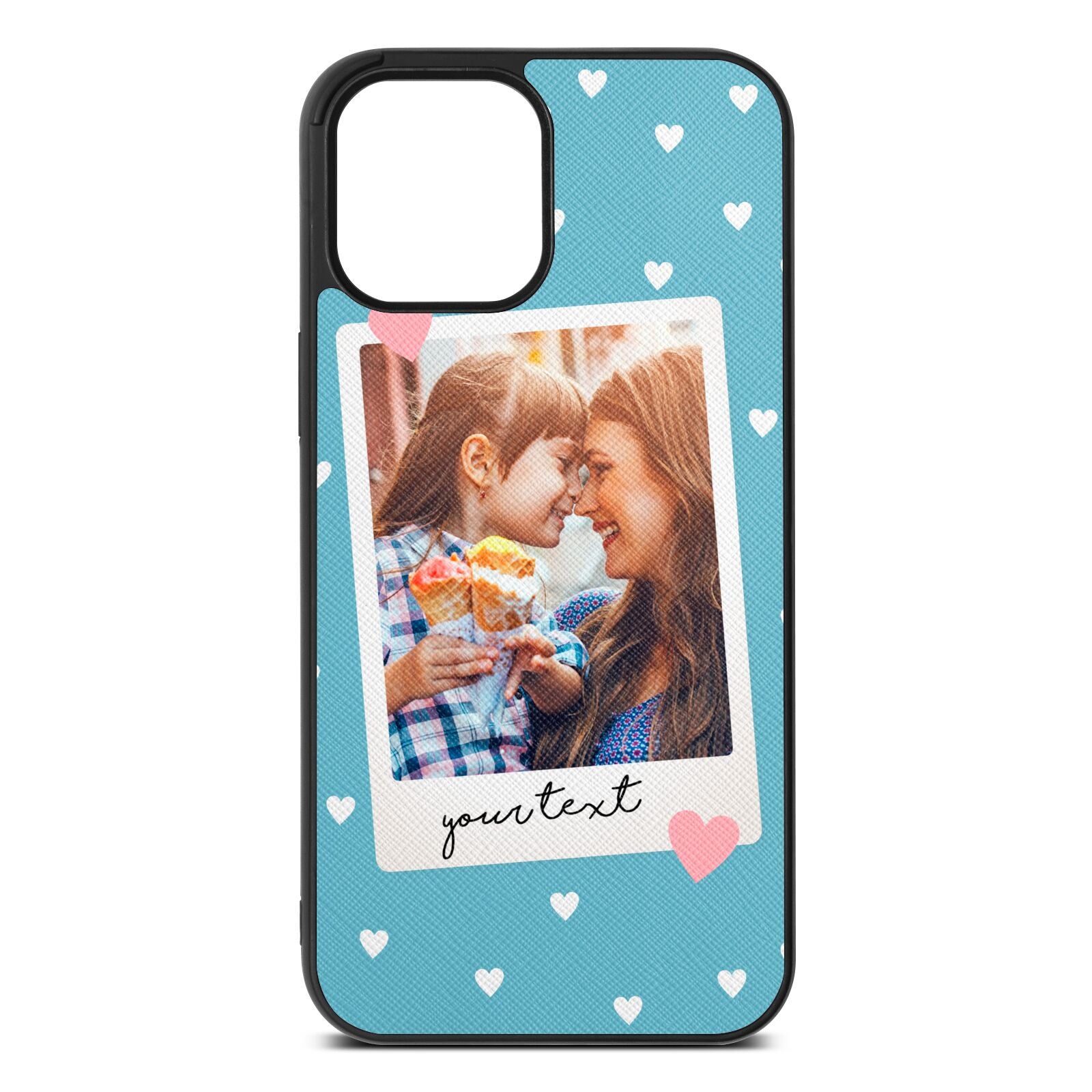 Personalised Photo Love Hearts Sky Saffiano Leather iPhone 12 Pro Max Case