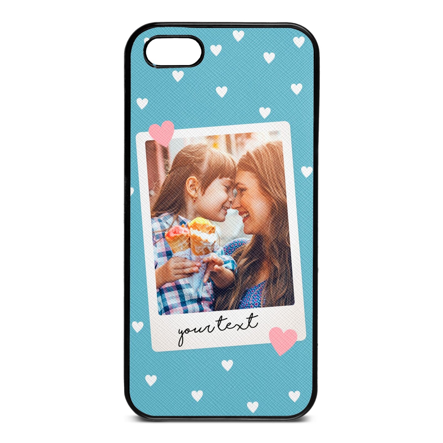 Personalised Photo Love Hearts Sky Saffiano Leather iPhone 5 Case