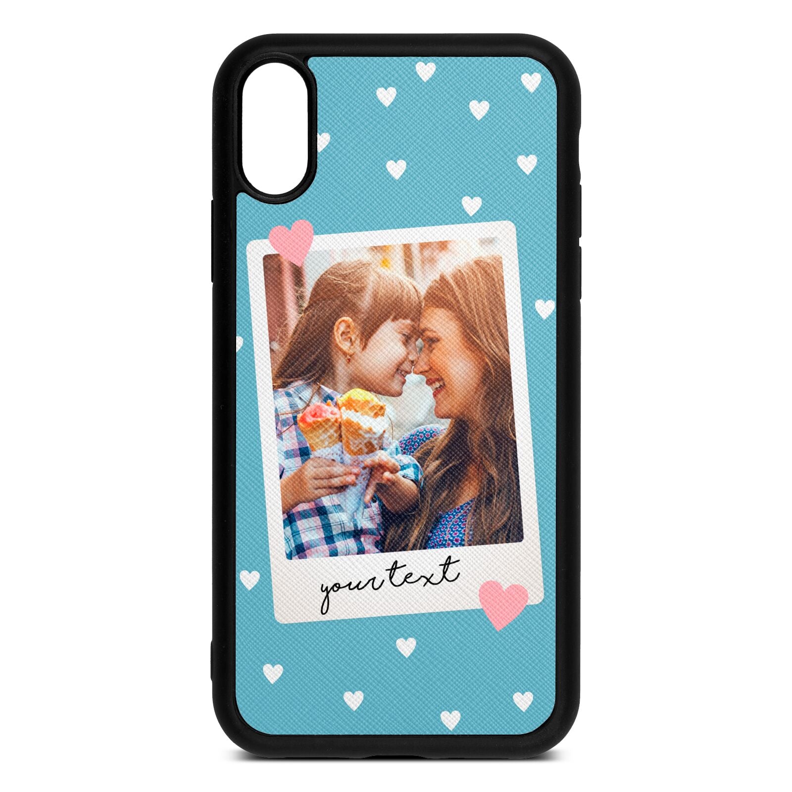 Personalised Photo Love Hearts Sky Saffiano Leather iPhone Xr Case