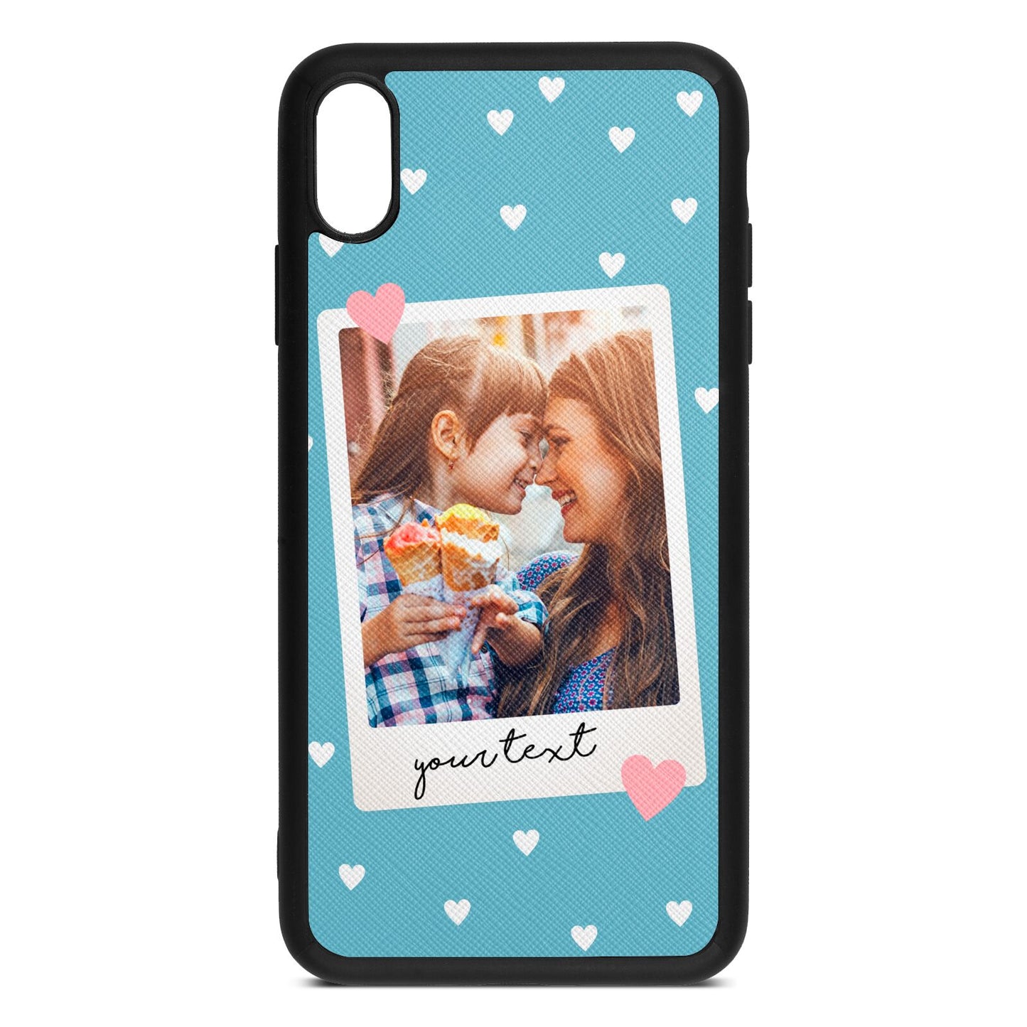 Personalised Photo Love Hearts Sky Saffiano Leather iPhone Xs Max Case