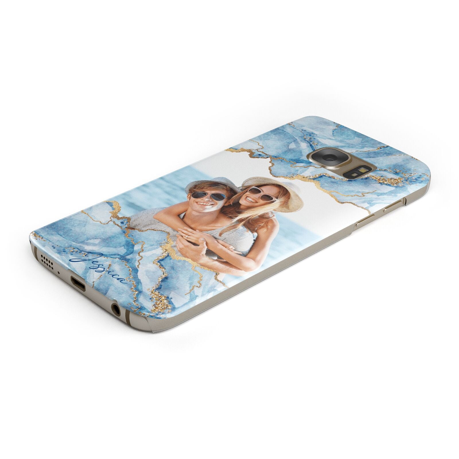 Personalised Photo Marble Protective Samsung Galaxy Case Angled Image