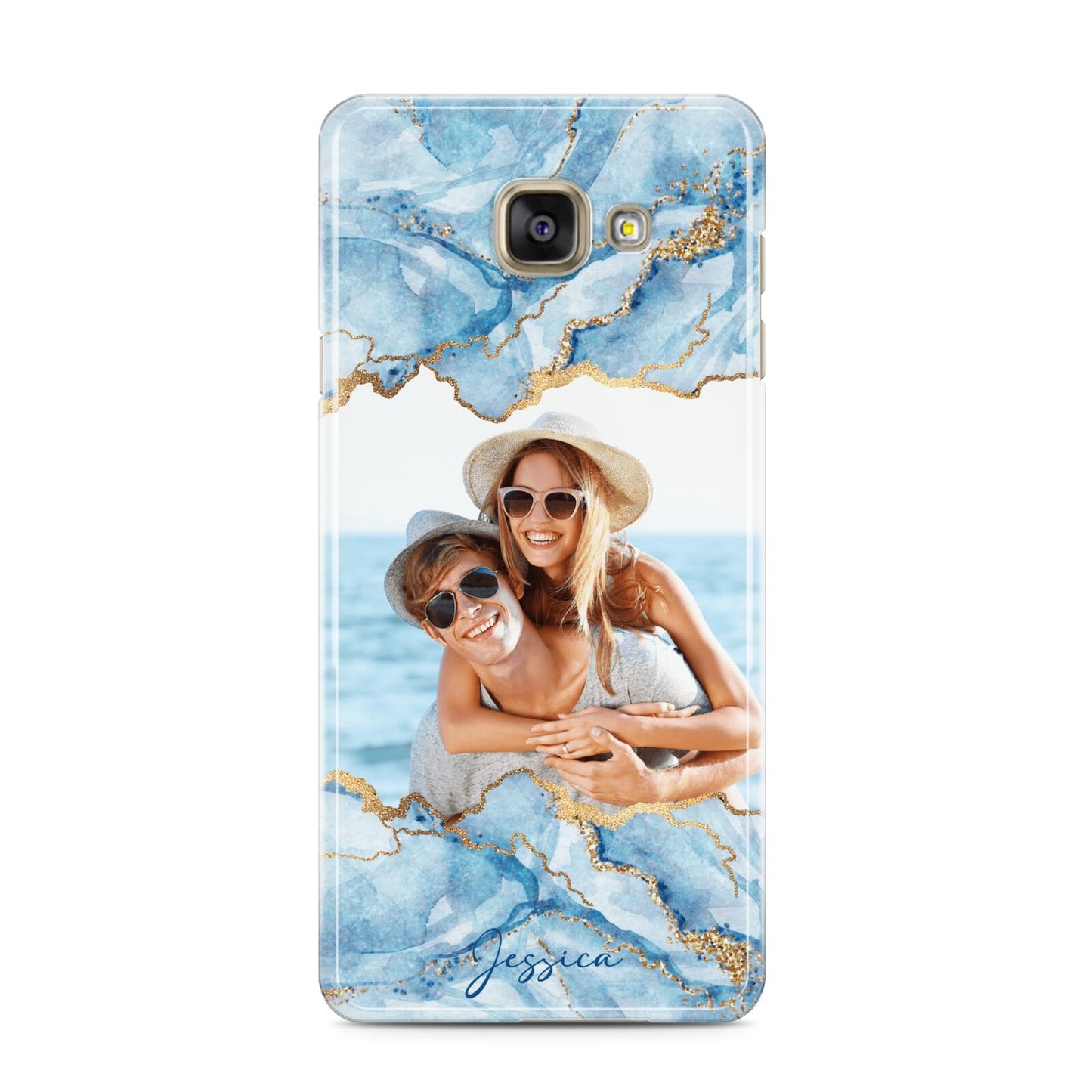 Personalised Photo Marble Samsung Galaxy A3 2016 Case on gold phone