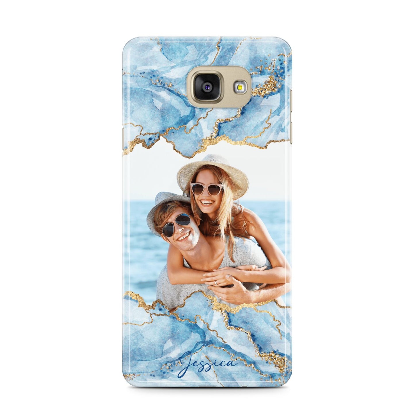 Personalised Photo Marble Samsung Galaxy A7 2016 Case on gold phone